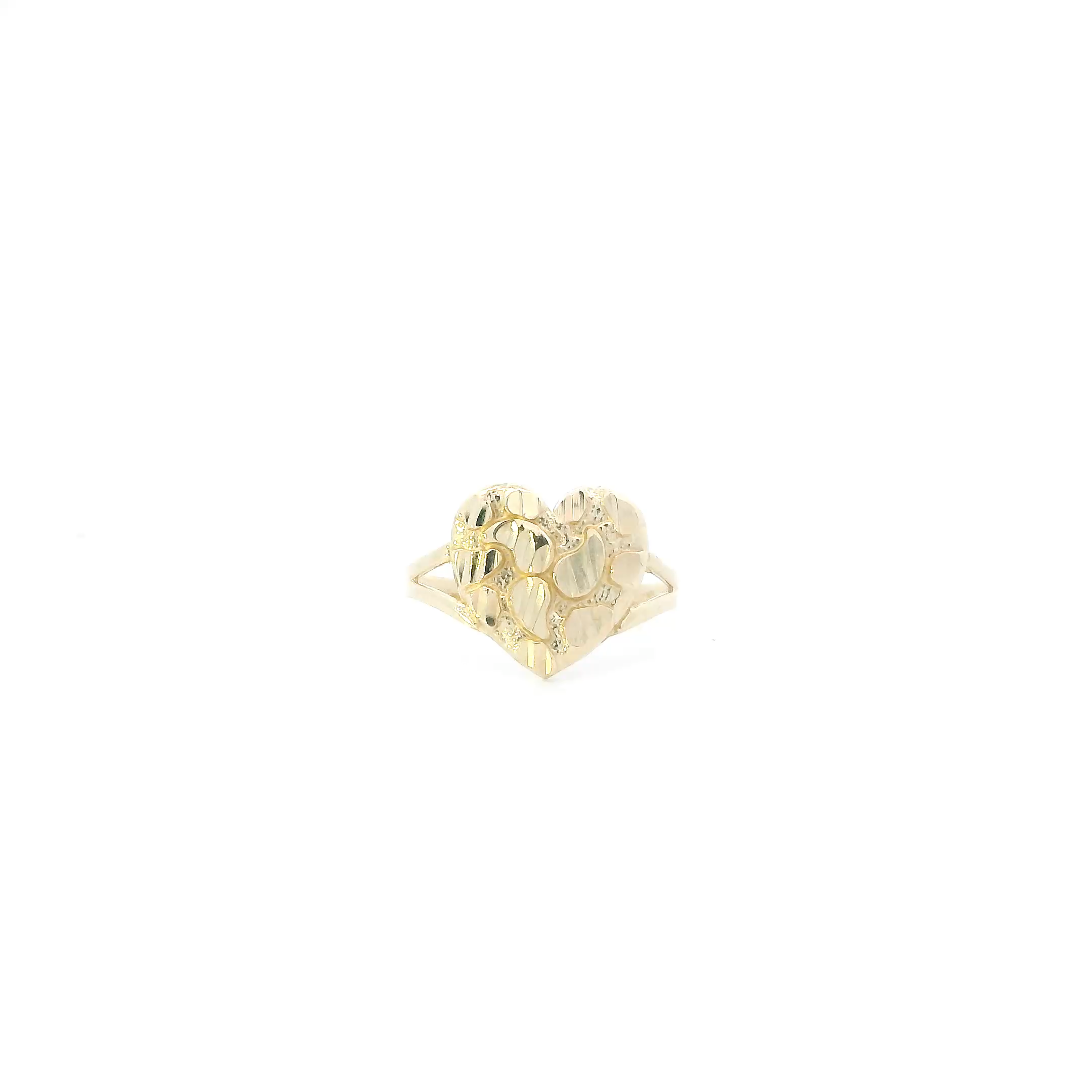 10K Yellow Gold Heart Nugget Womens  Ring
