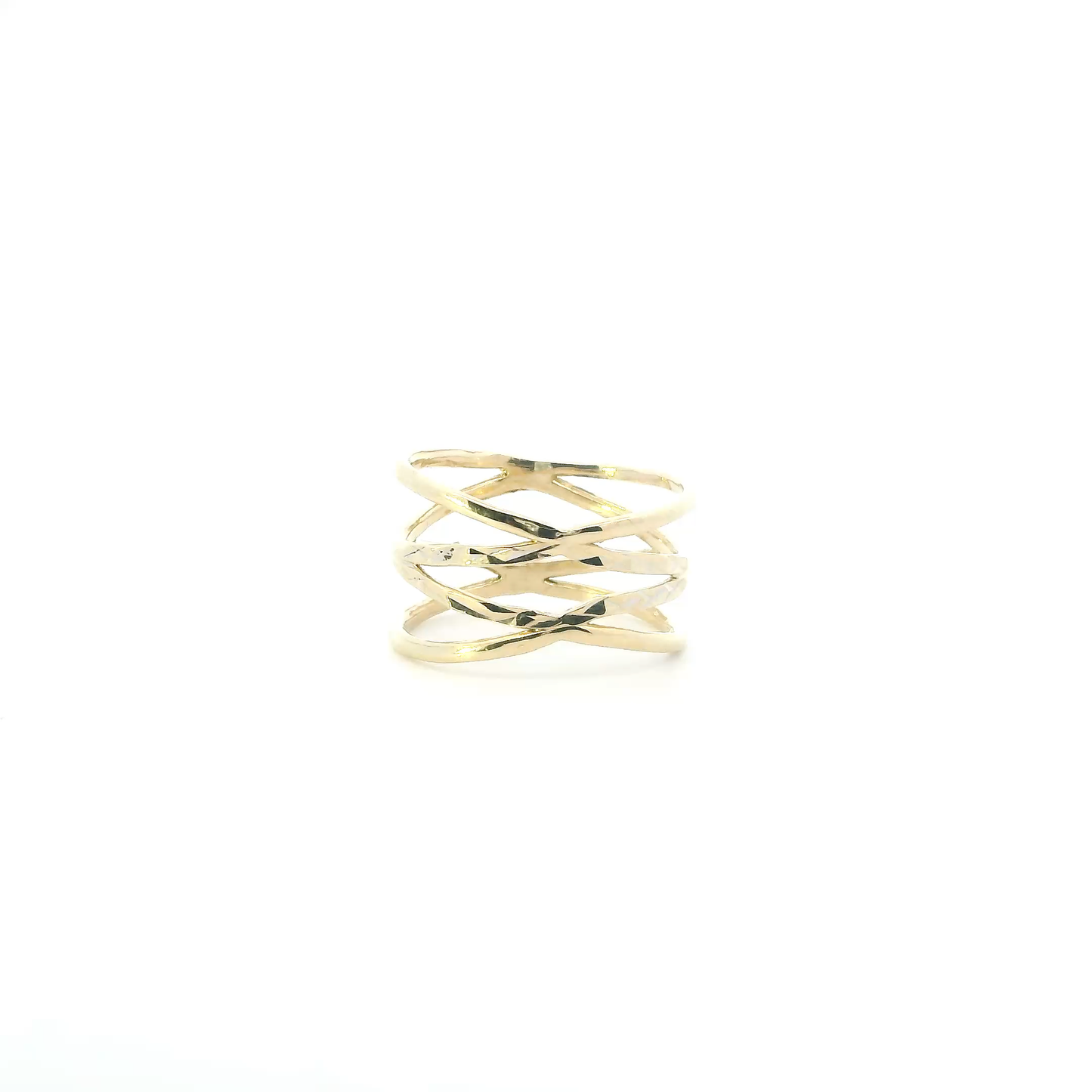 14K Yellow & White Gold "X" Crisscross Womens Ring