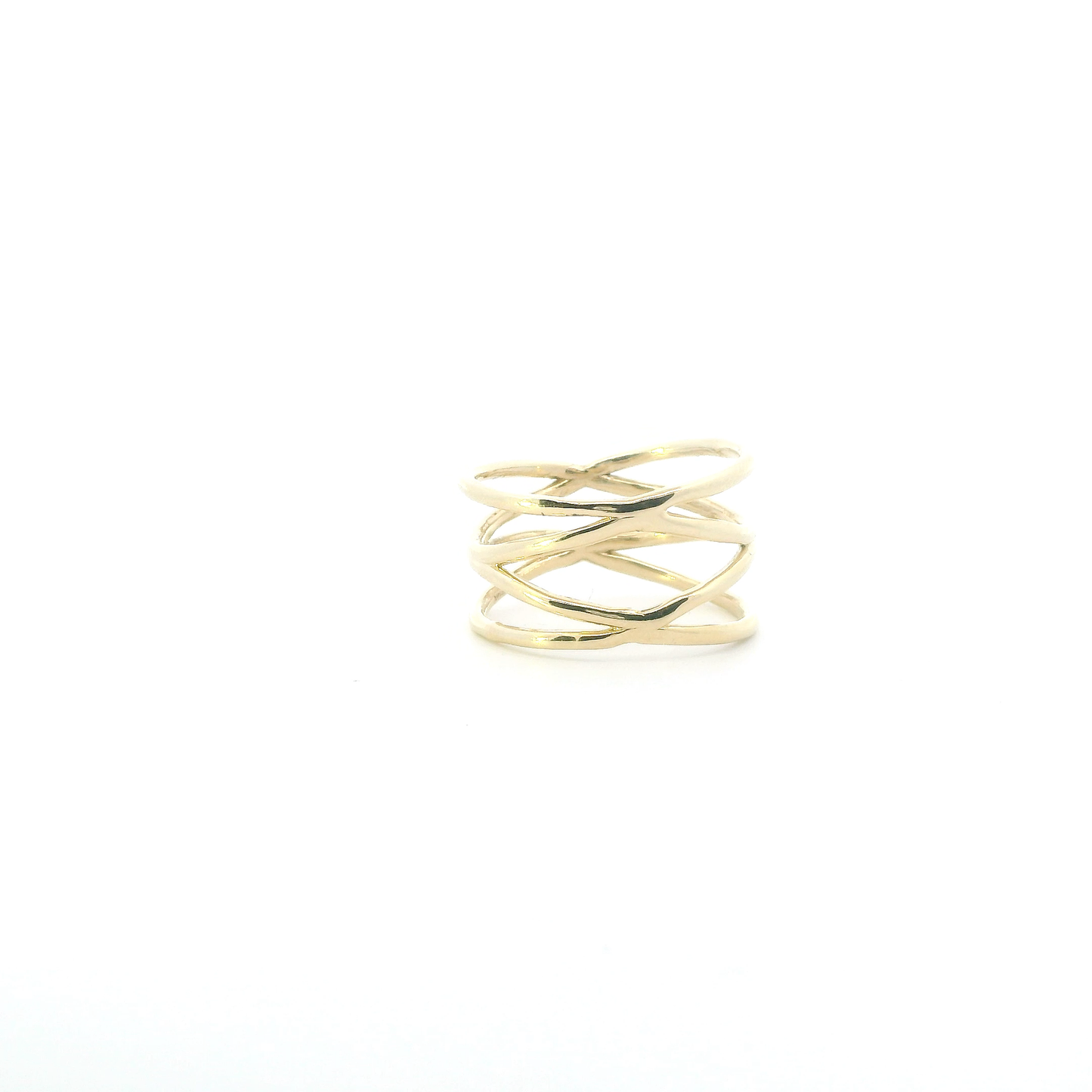 14K Yellow & White Gold "X" Crisscross Womens Ring