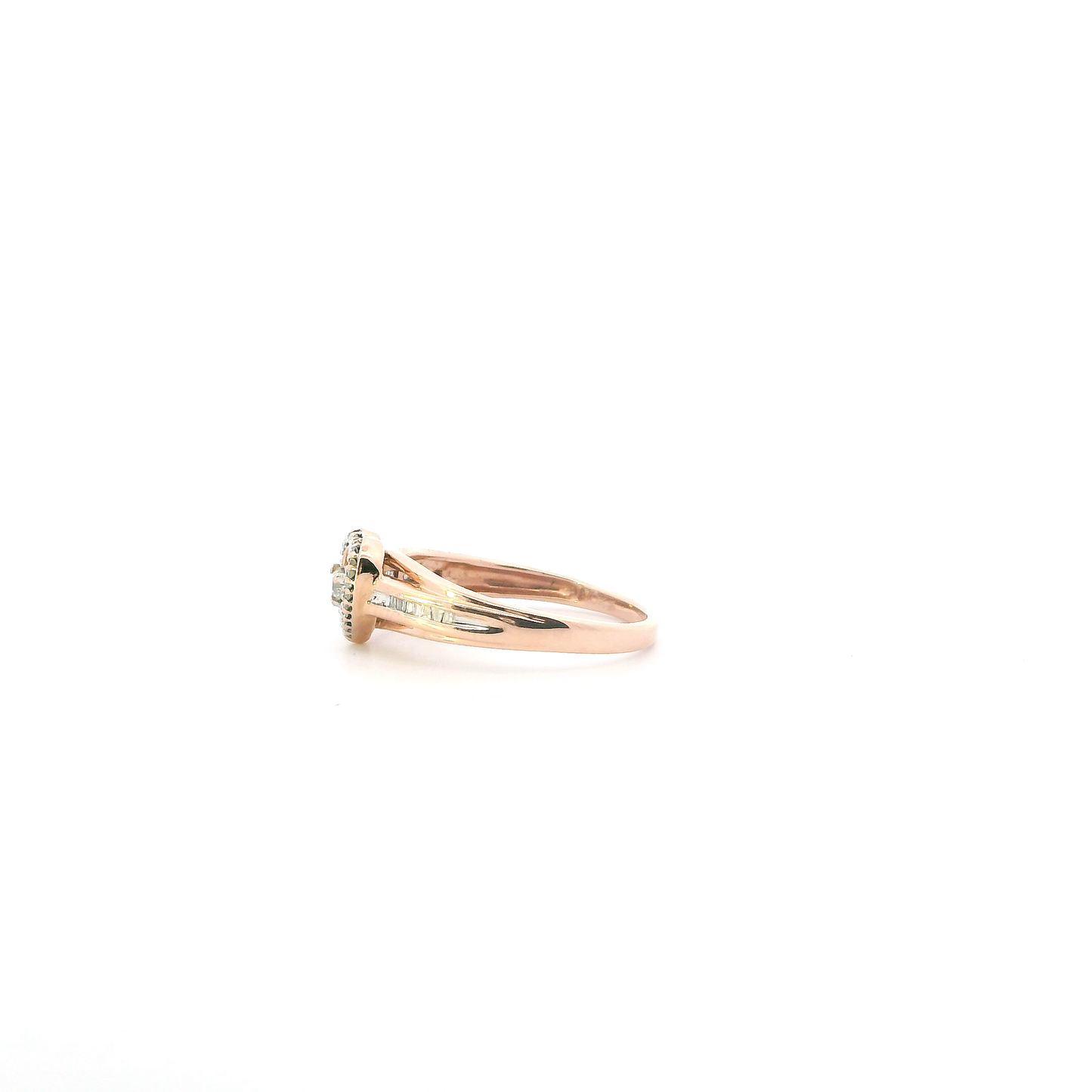 10K Rose Gold Diamonds Heart Womens Ring - 0.05ct