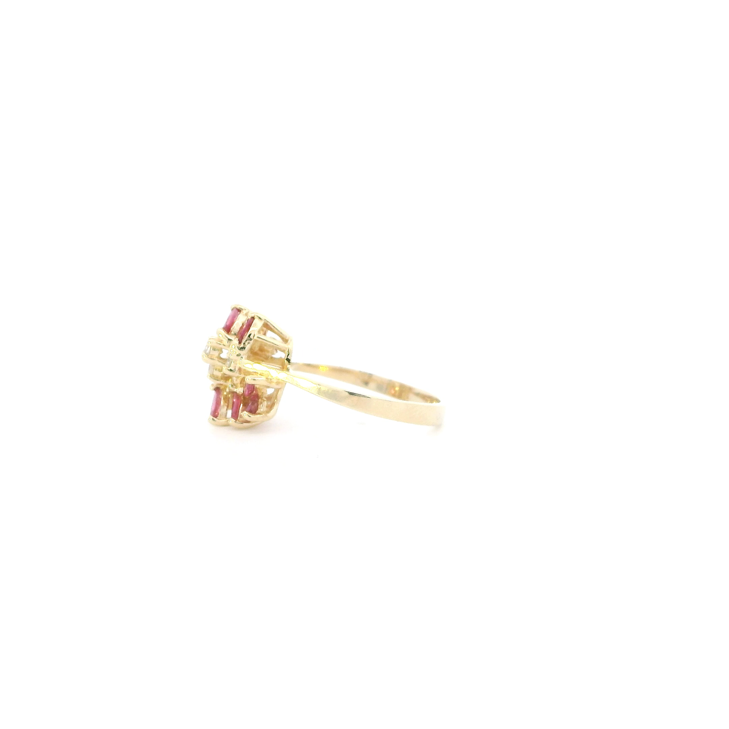 14K Yellow Gold Diamonds & Ruby Womens Ring - 0.10ct