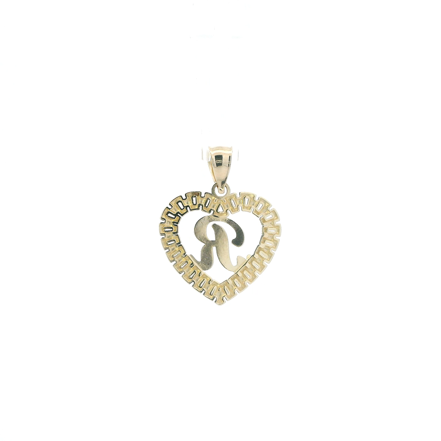 10K Yellow Gold Letter "R" Rolex Heart Pendant