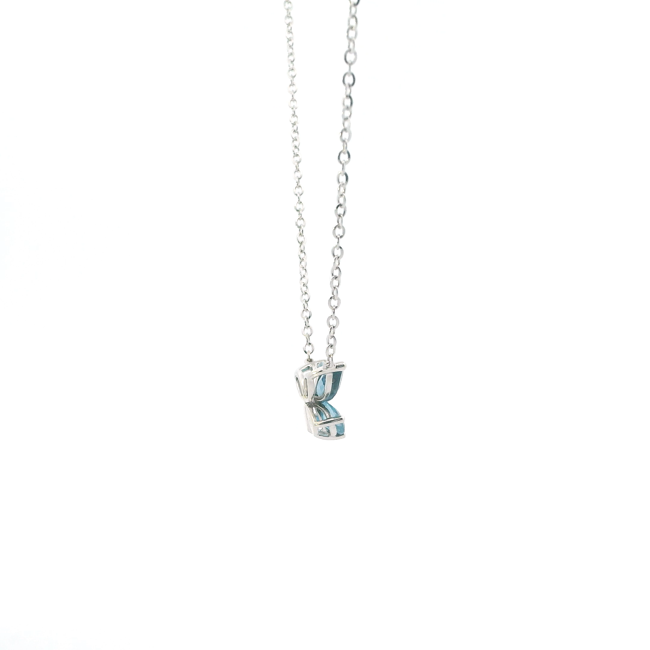 14K White Gold Topaz Pendant & 16-18