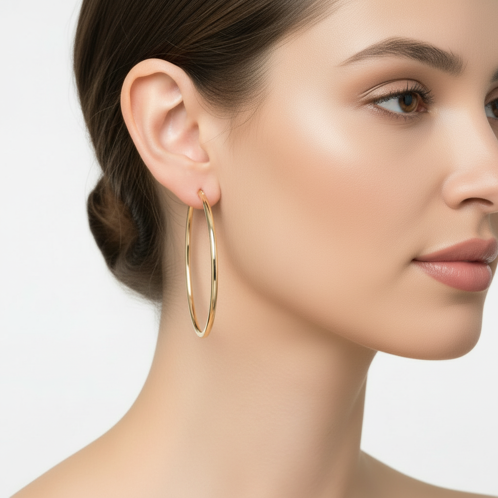 14K Yellow Gold Large Hoop Earrings