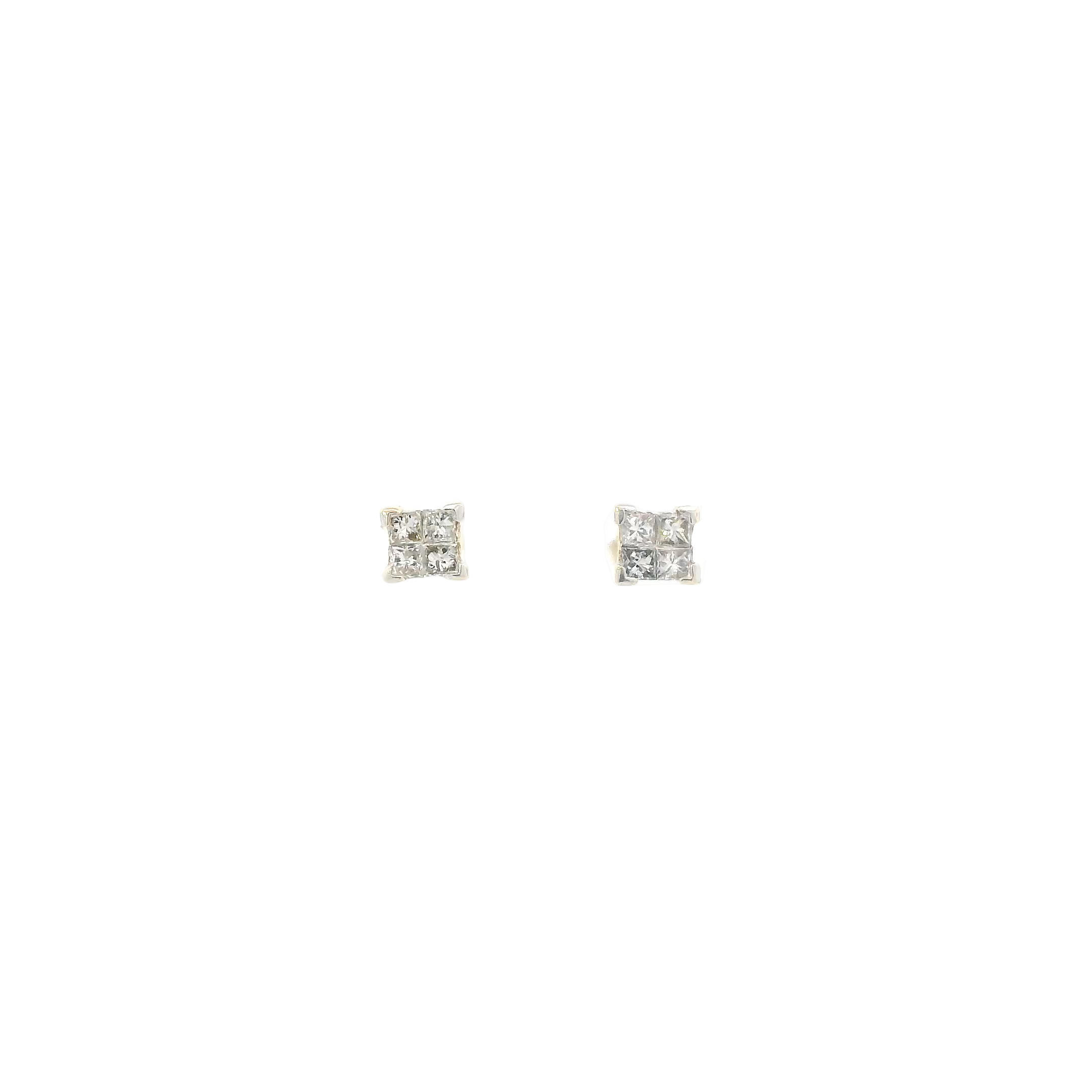 14K Yellow Gold Diamonds Stud Earrings - 0.80ct