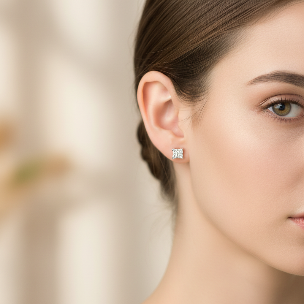 14K Yellow Gold Diamonds Stud Earrings - 0.80ct