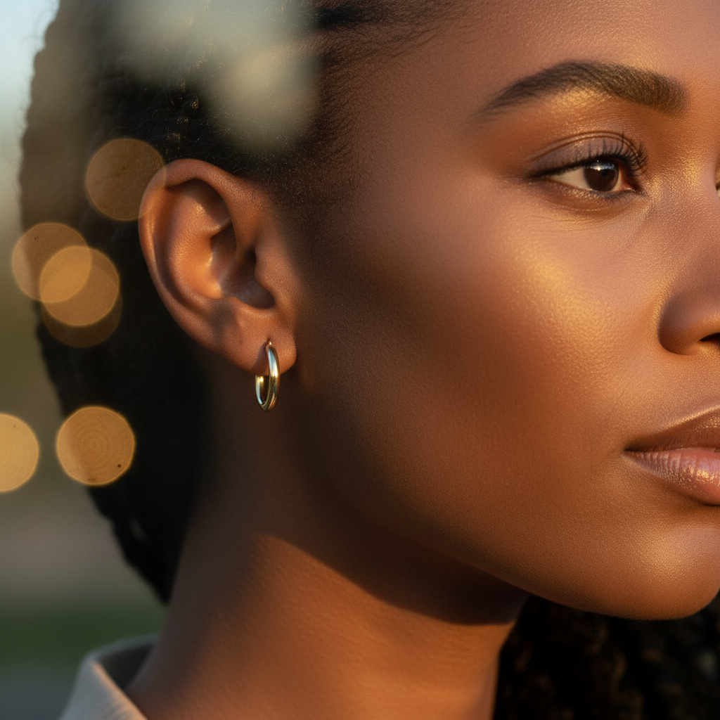 14K Yellow Gold Tube Hoop Earrings