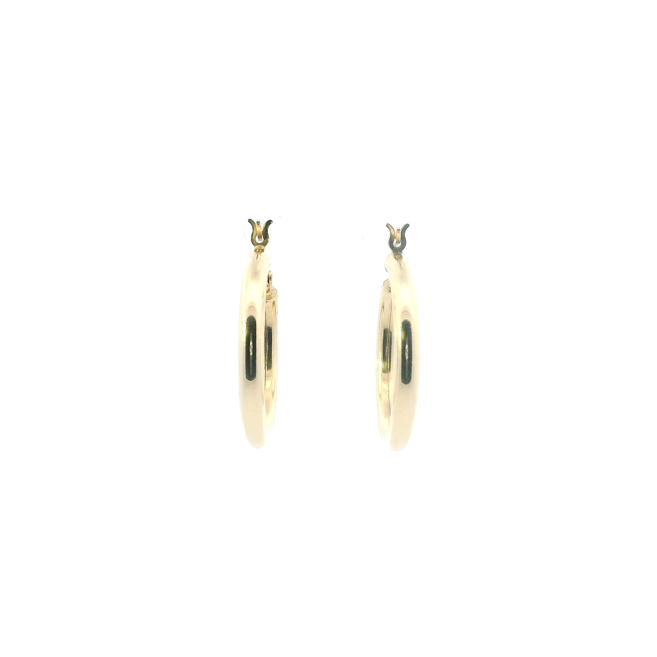 14K Yellow Gold Tube Hoop Earrings