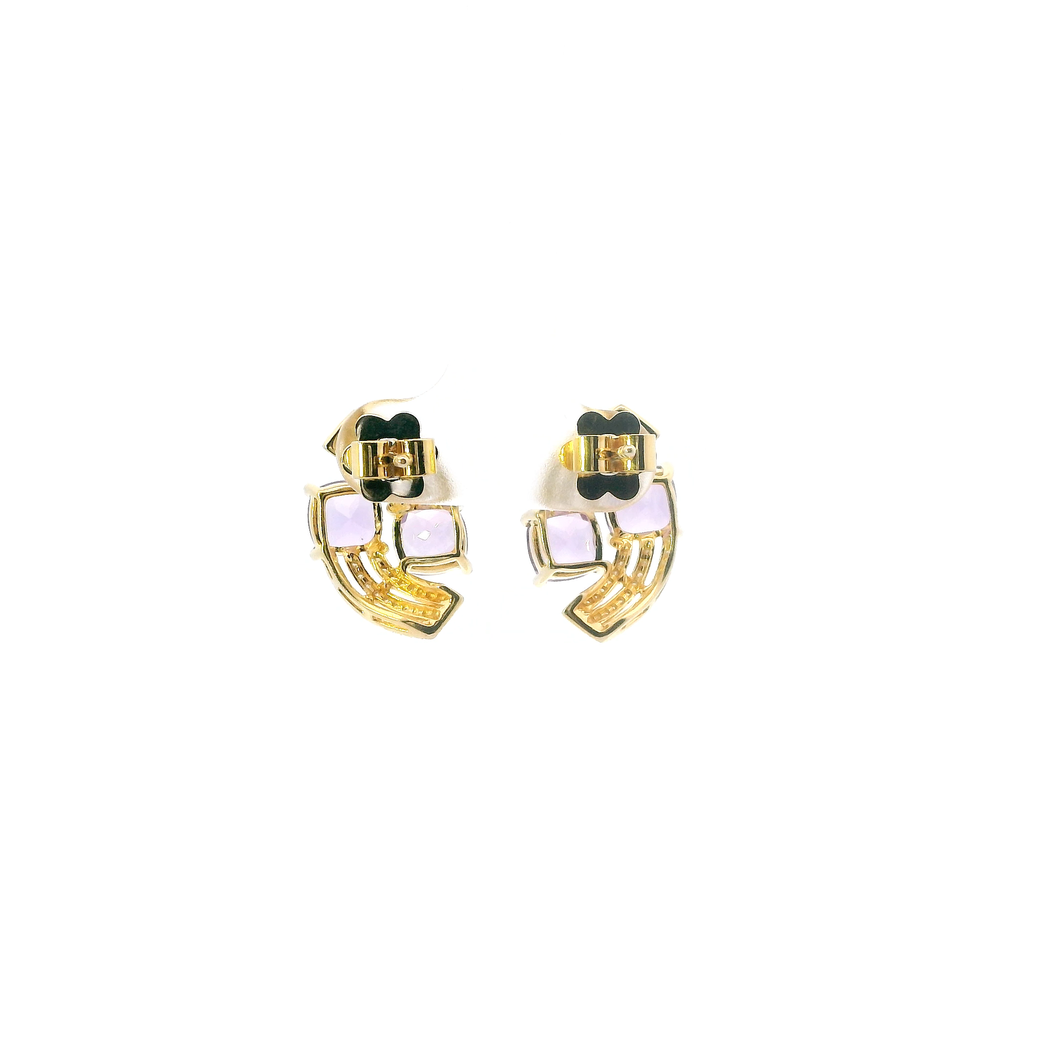 14K Yellow Gold Amethyst Earrings