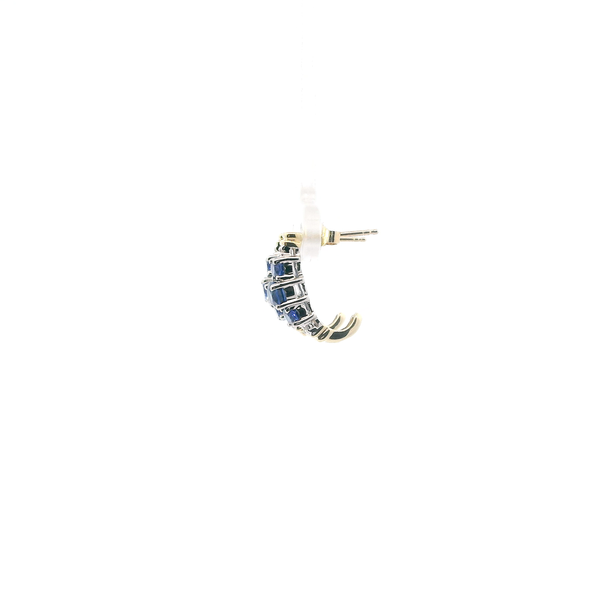 10K Yellow & White Gold Blue Sapphire Earrings