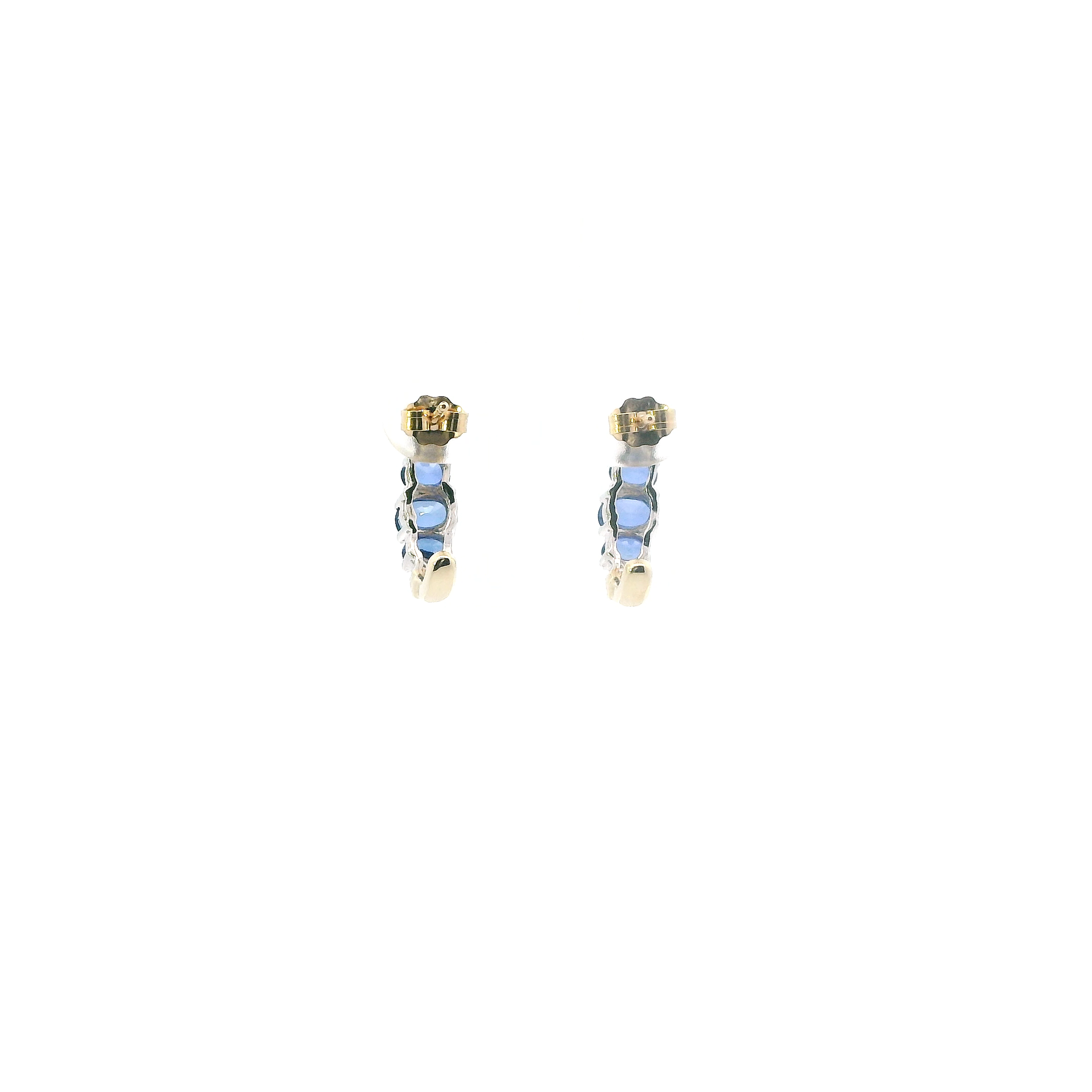 10K Yellow & White Gold Blue Sapphire Earrings
