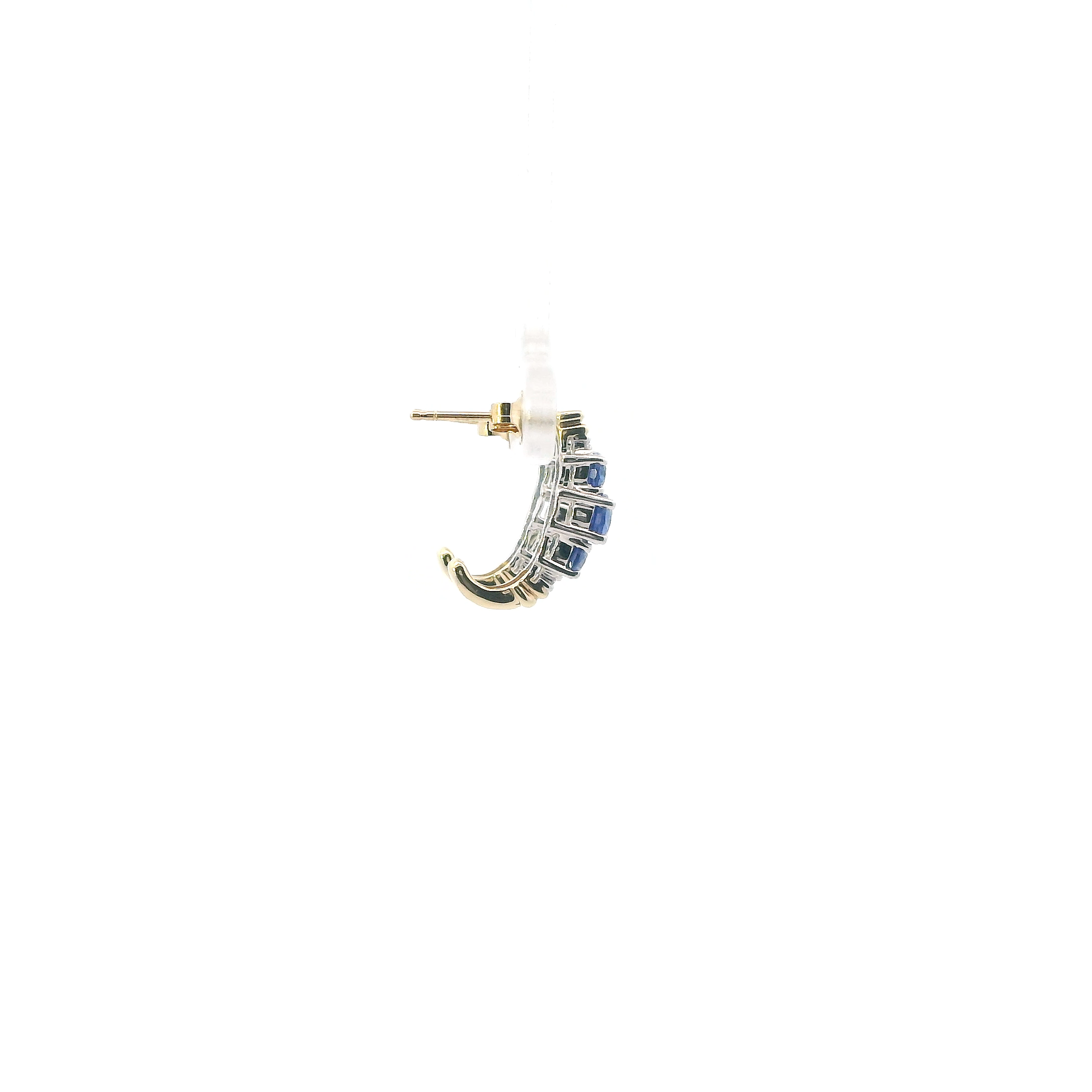 10K Yellow & White Gold Blue Sapphire Earrings