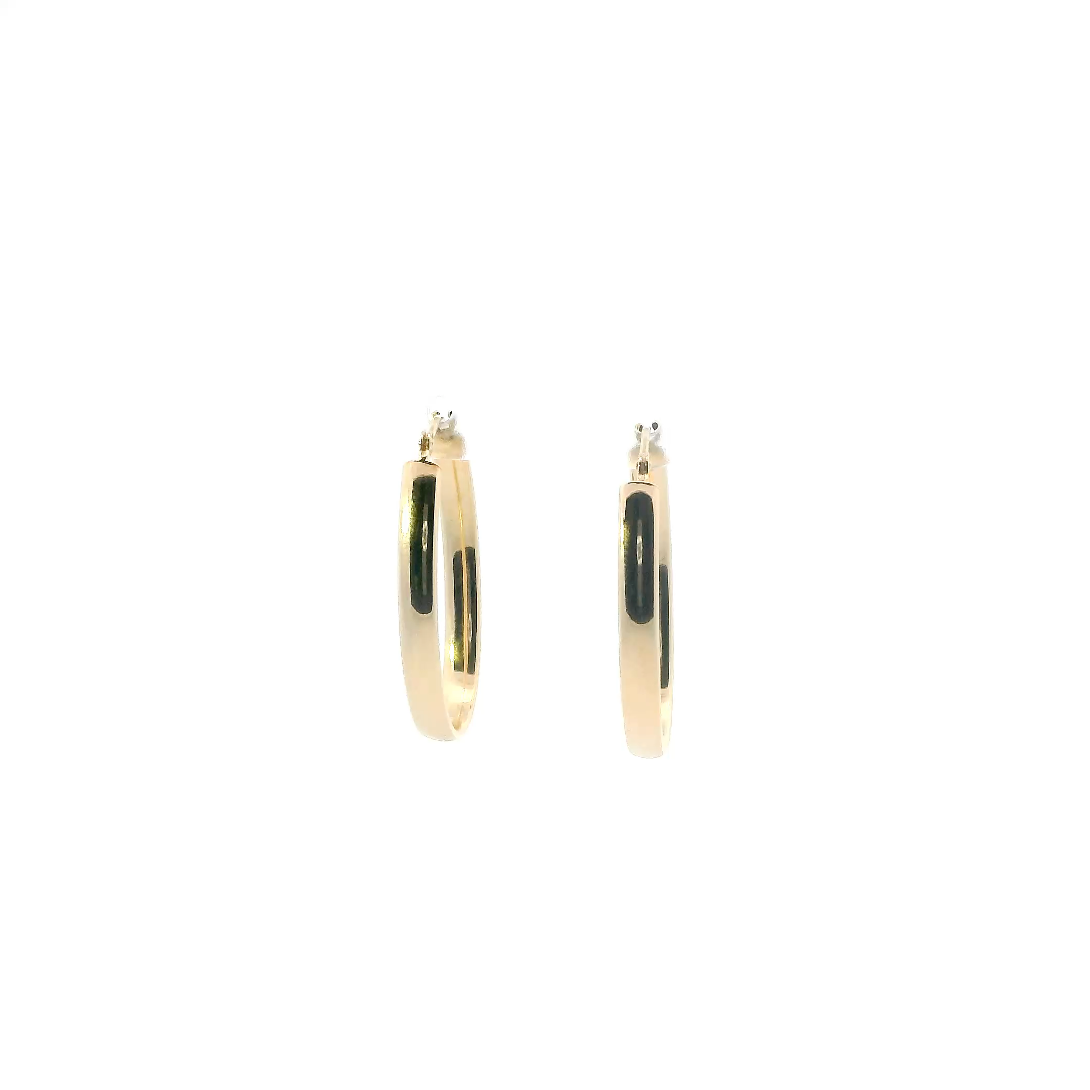 14K Yellow Gold Oval Hoop Earrings