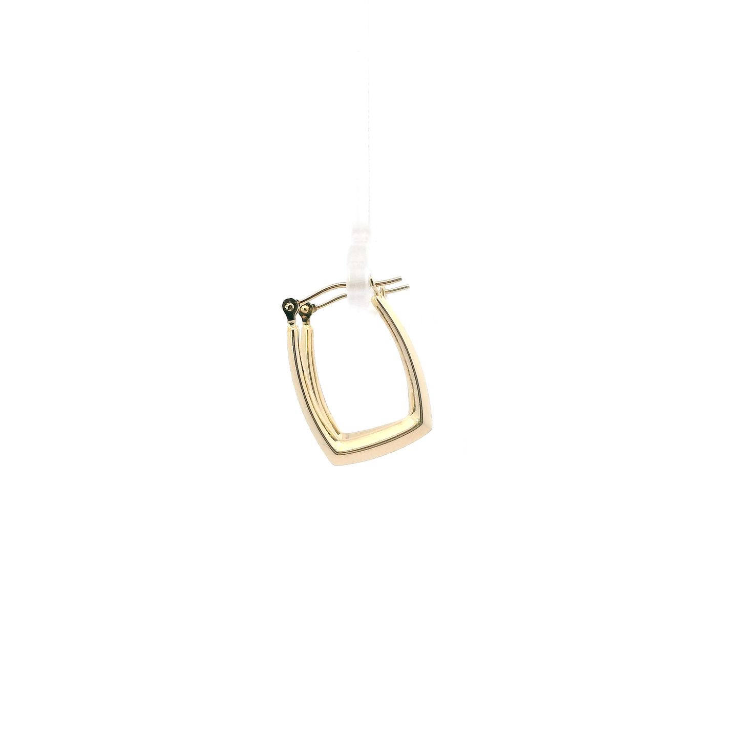 14K Yellow Gold Rectangle Tube Hoop Earrings