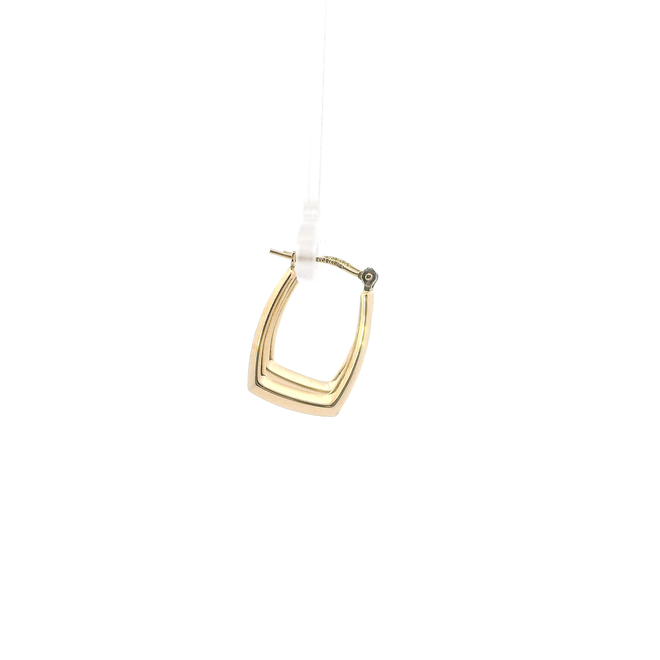 14K Yellow Gold Rectangle Tube Hoop Earrings
