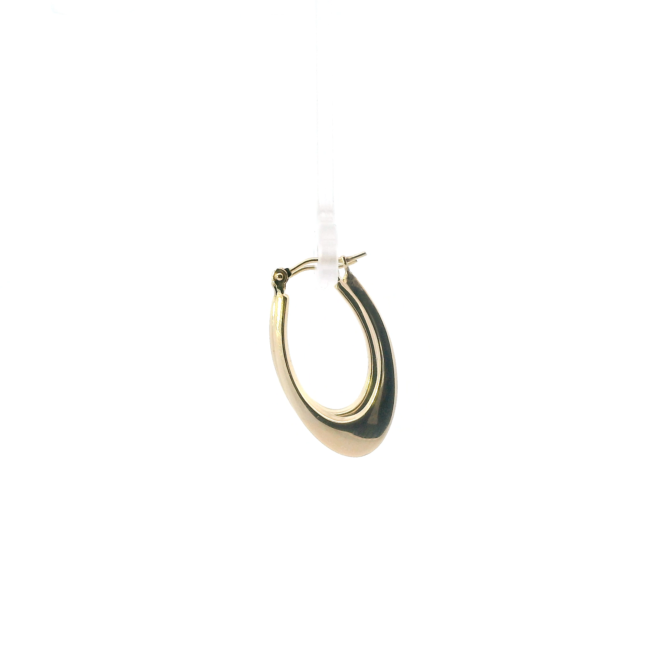 14K Yellow Gold Oblong Hoop Earring