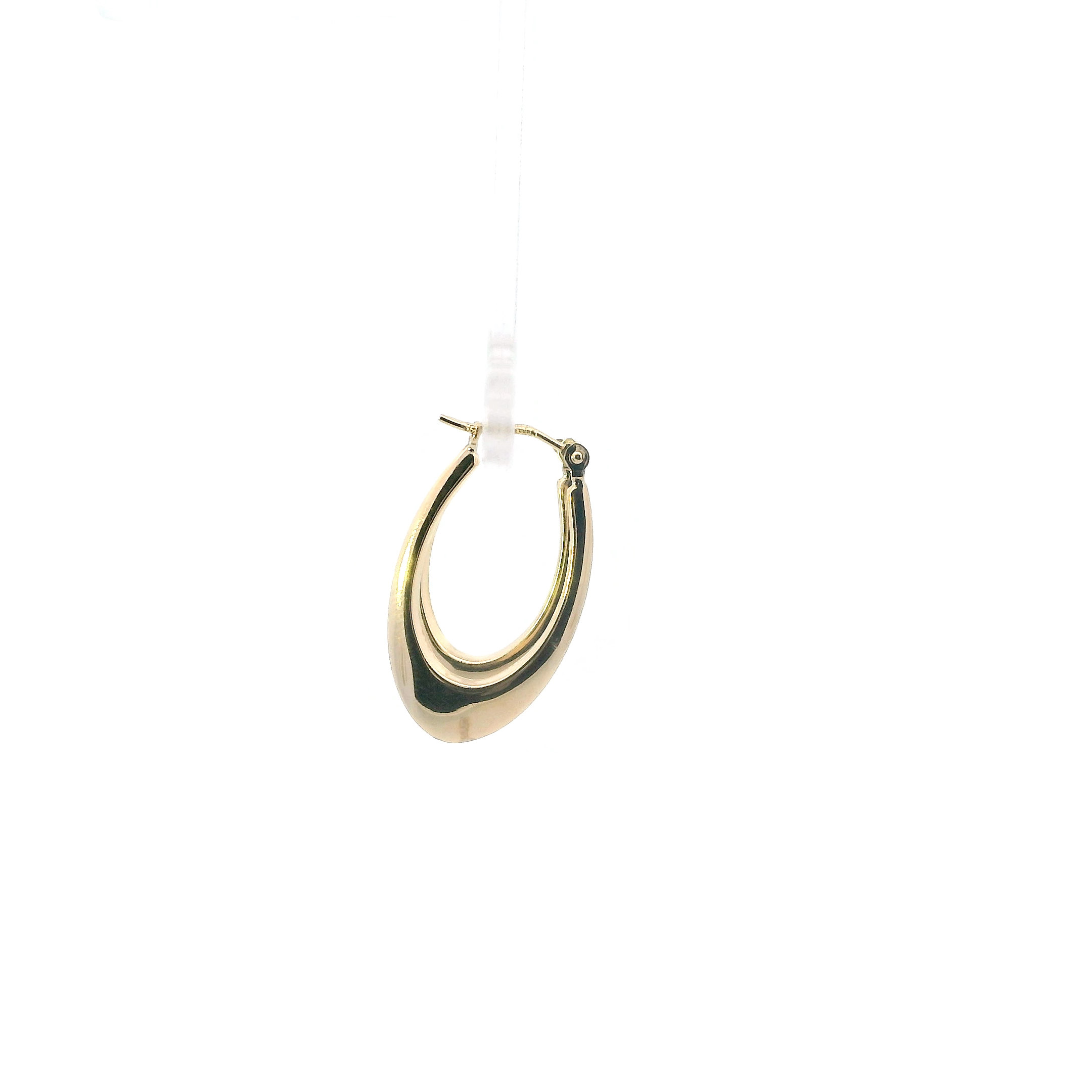 14K Yellow Gold Oblong Hoop Earring