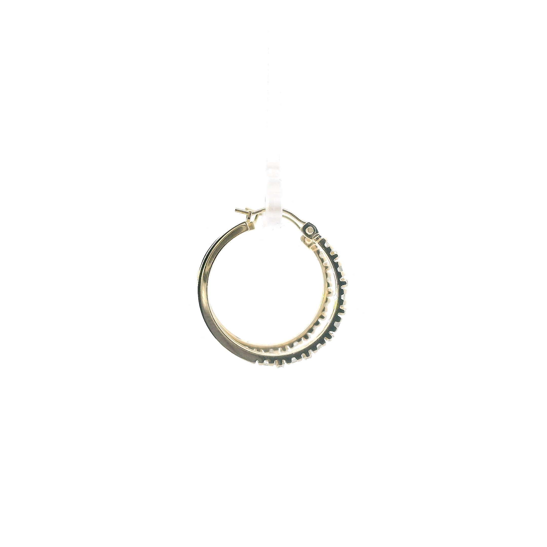14K Yellow Gold Aquamarine Hoop Earring