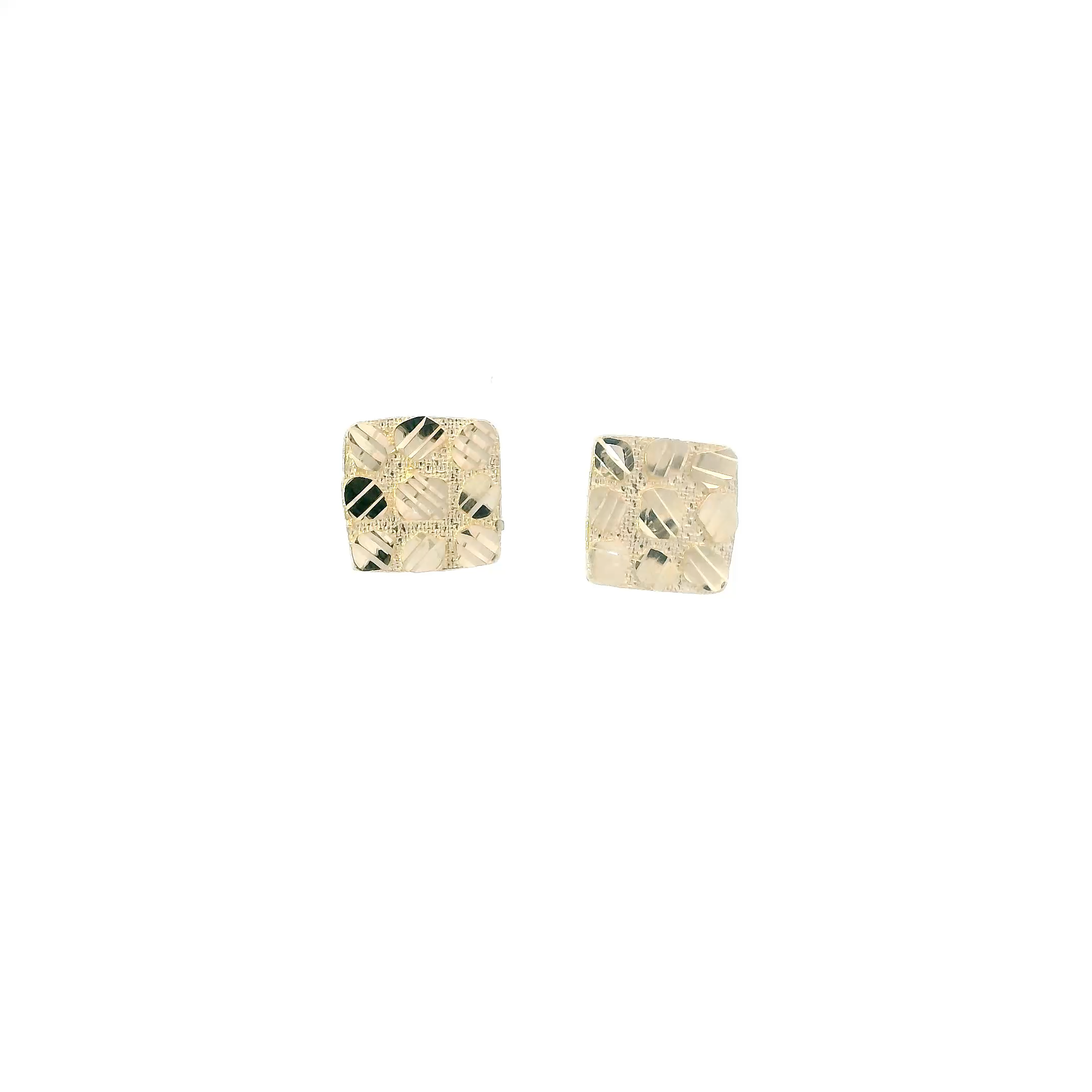 10K Yellow Gold Square Nugget Stud Earrings