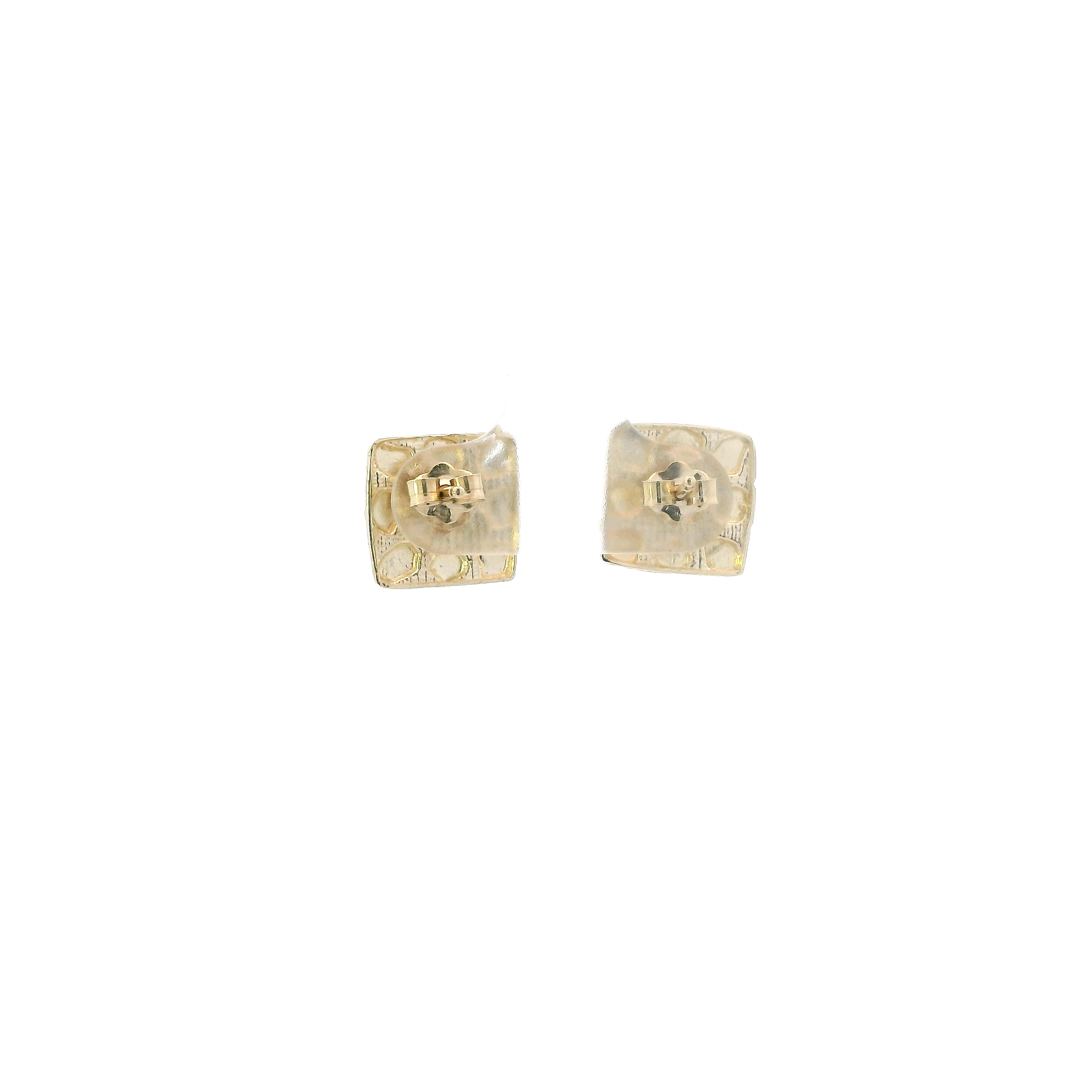 10K Yellow Gold Square Nugget Stud Earrings