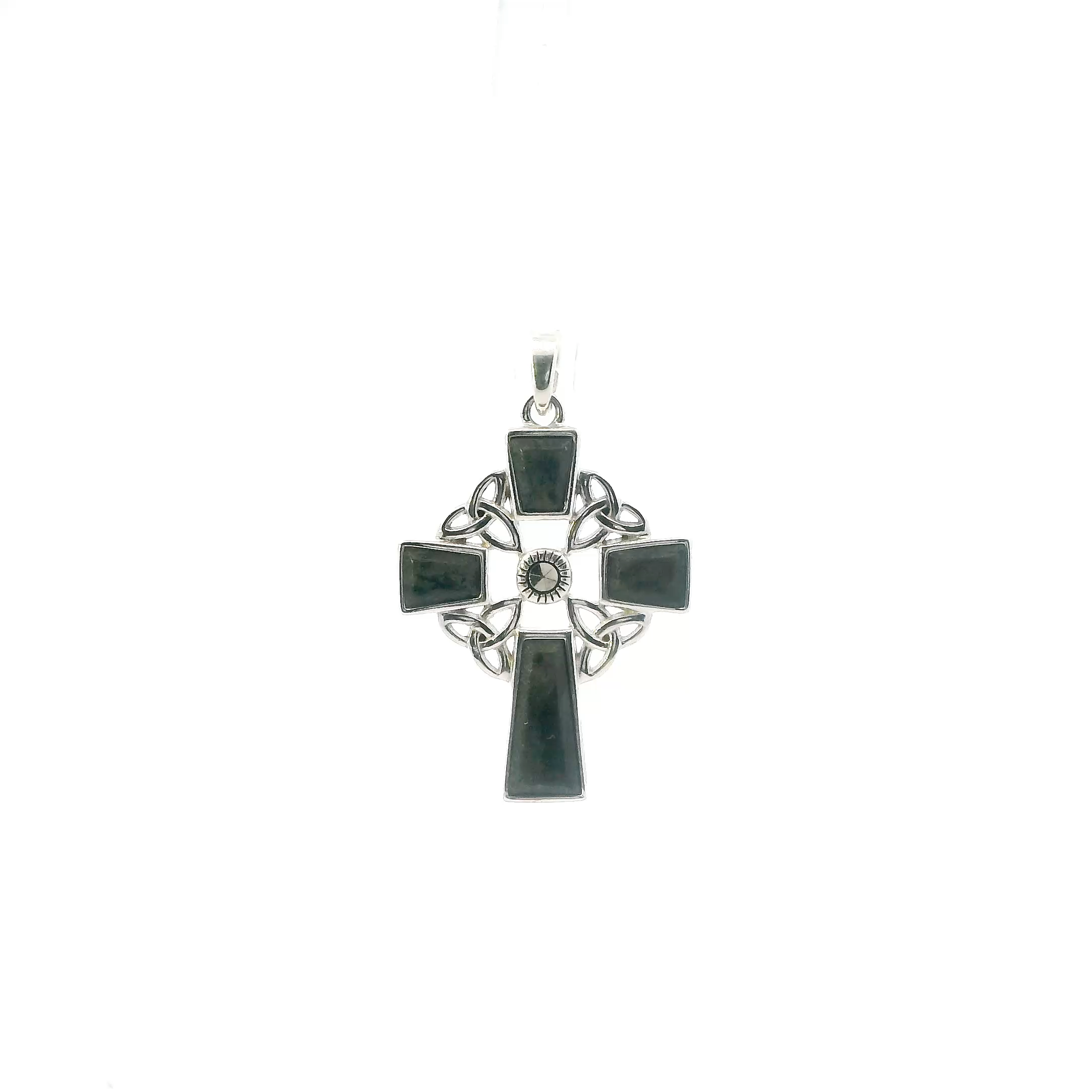 Sterling Silver Ireland Celtic Cross Marcasite Pendant