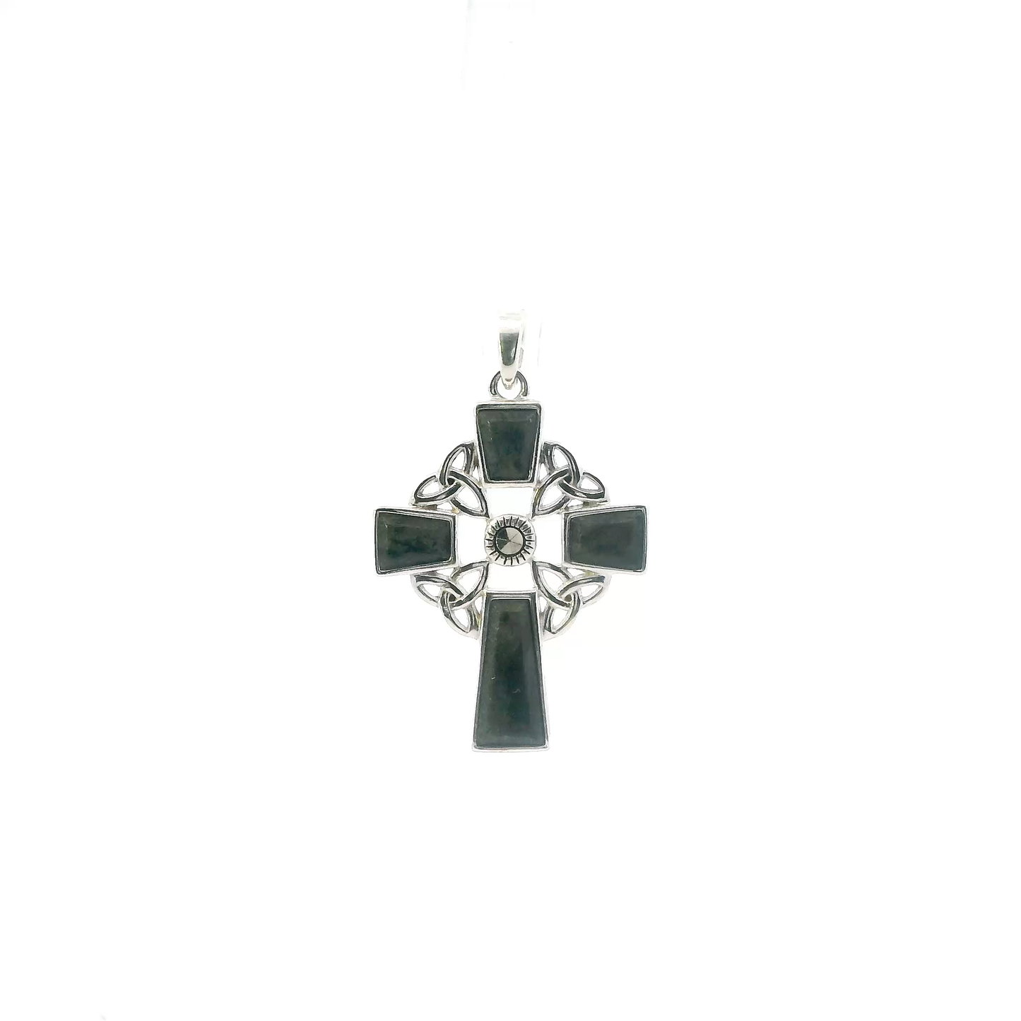 Sterling Silver Ireland Celtic Cross Marcasite Pendant