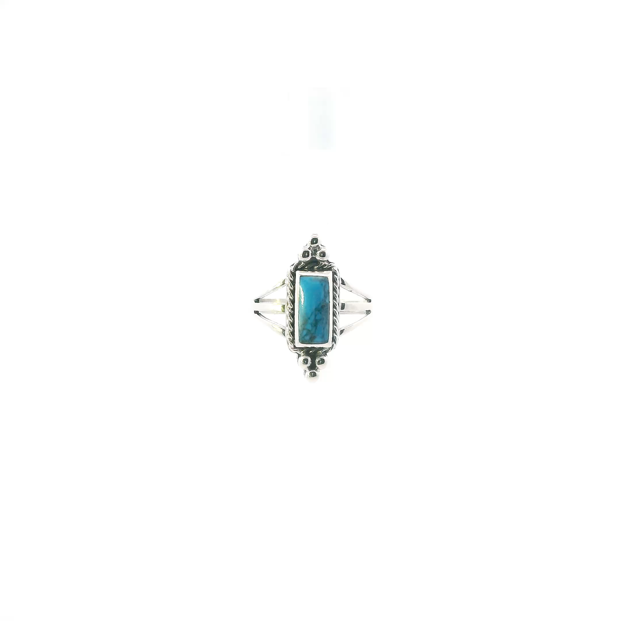 Sterling Silver Rectangle Turquoise Womens Ring