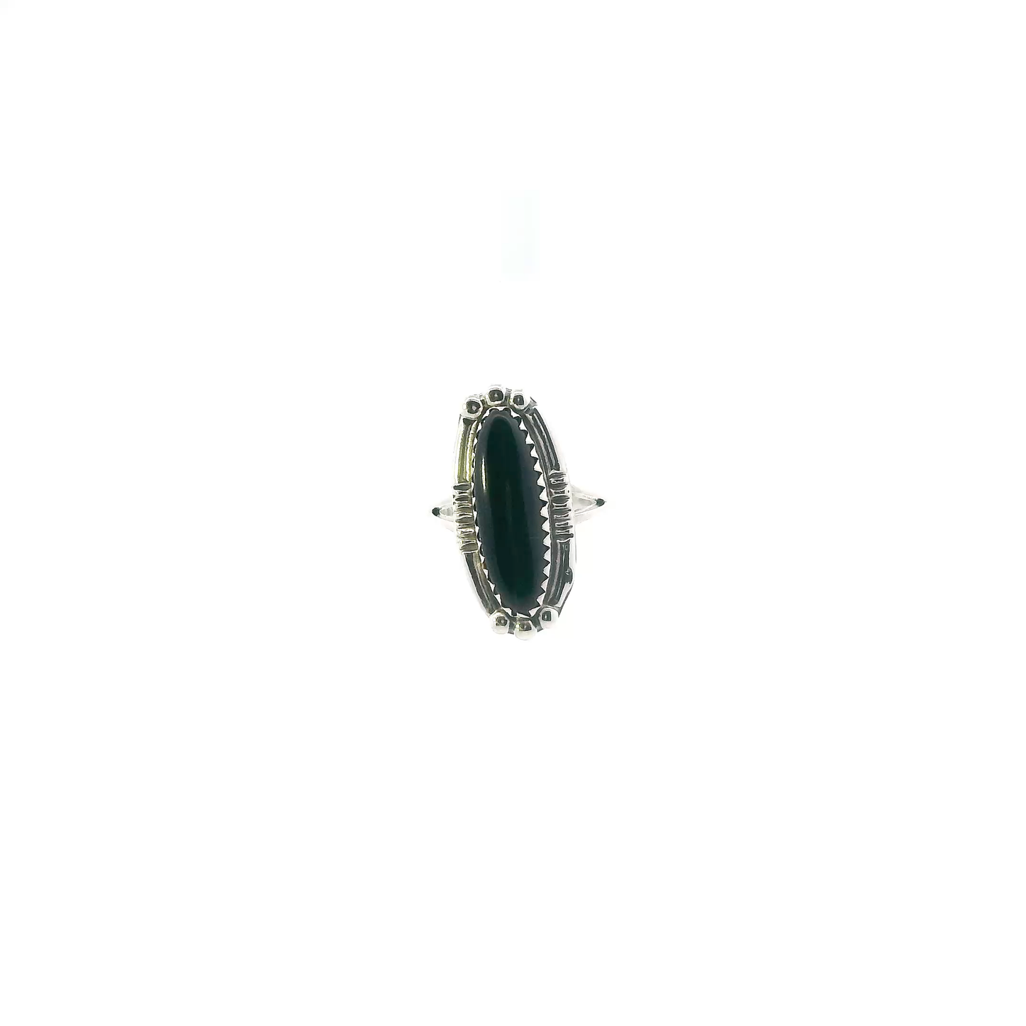 Sterling Silver Marquise Shape Black Onyx Ring