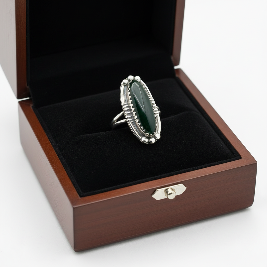 Sterling Silver Marquise Shape Black Onyx Ring