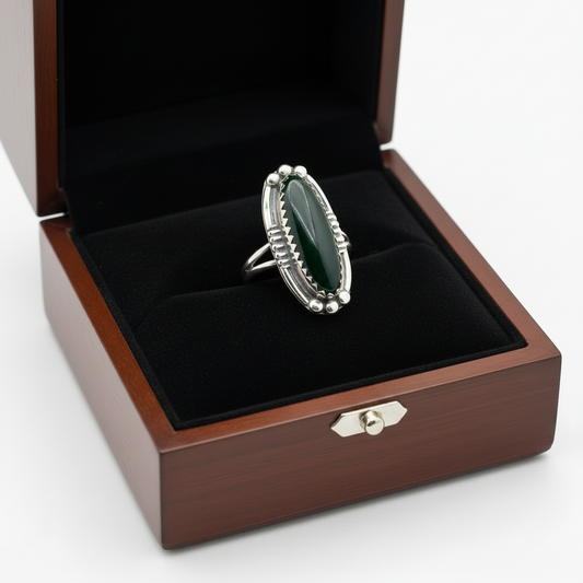 Sterling Silver Marquise Shape Black Onyx Ring