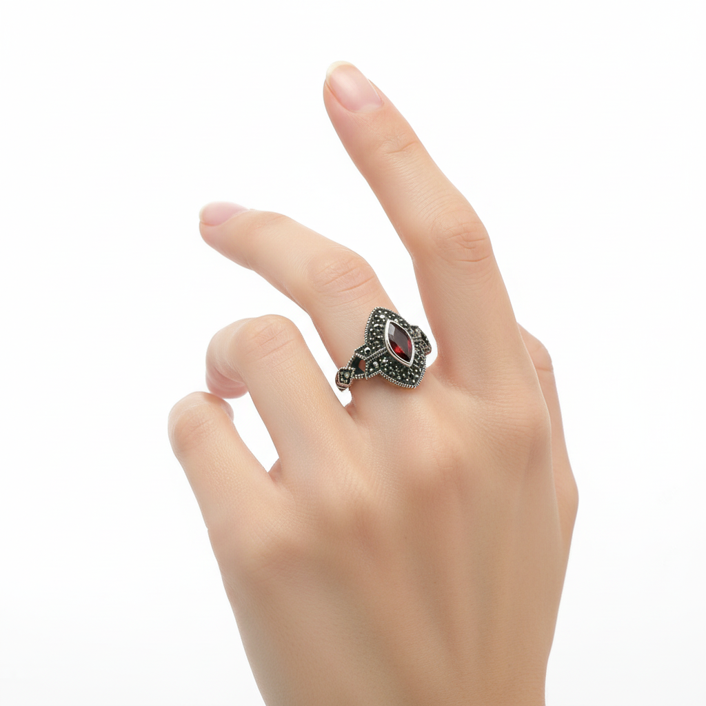 Judith Jack Sterling Silver Marcasite Womens Ring