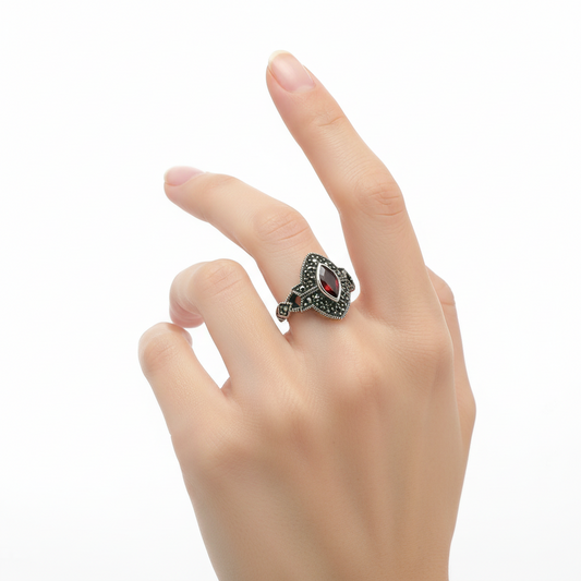 Judith Jack Sterling Silver Marcasite Womens Ring