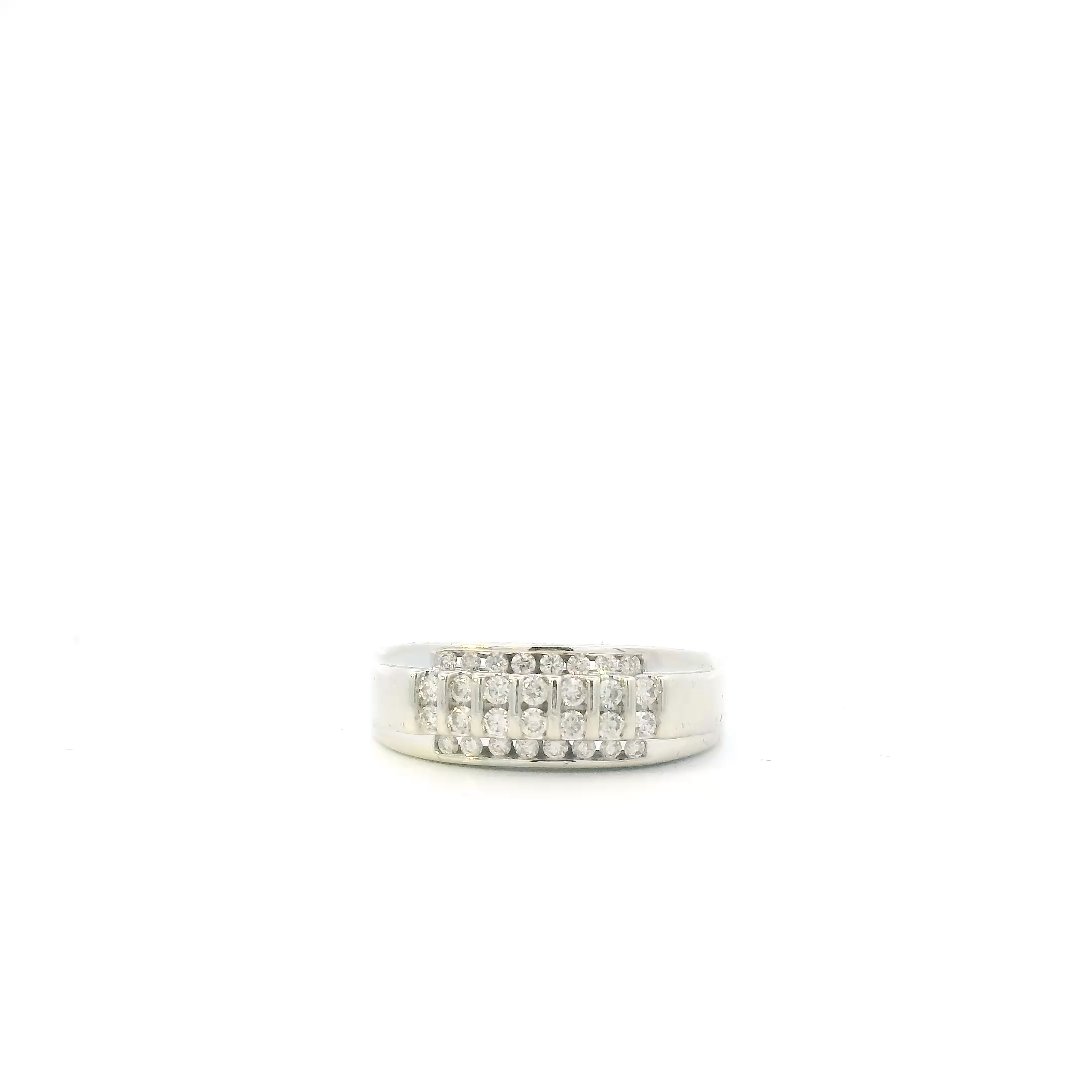 10K White Gold Diamonds Mens Ring - 0.59ct