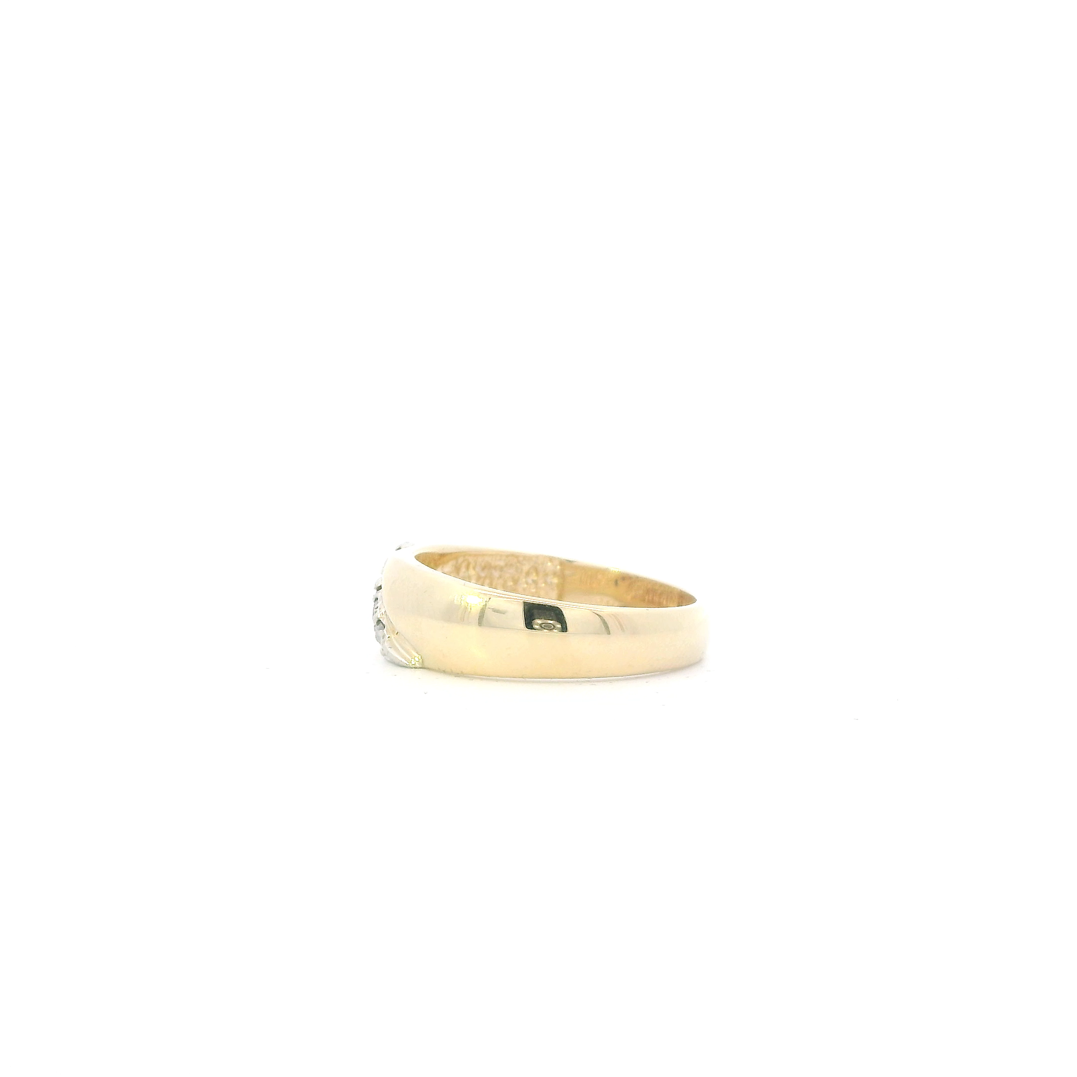 14K Yellow Gold Diamonds Mens Ring - 0.12ct