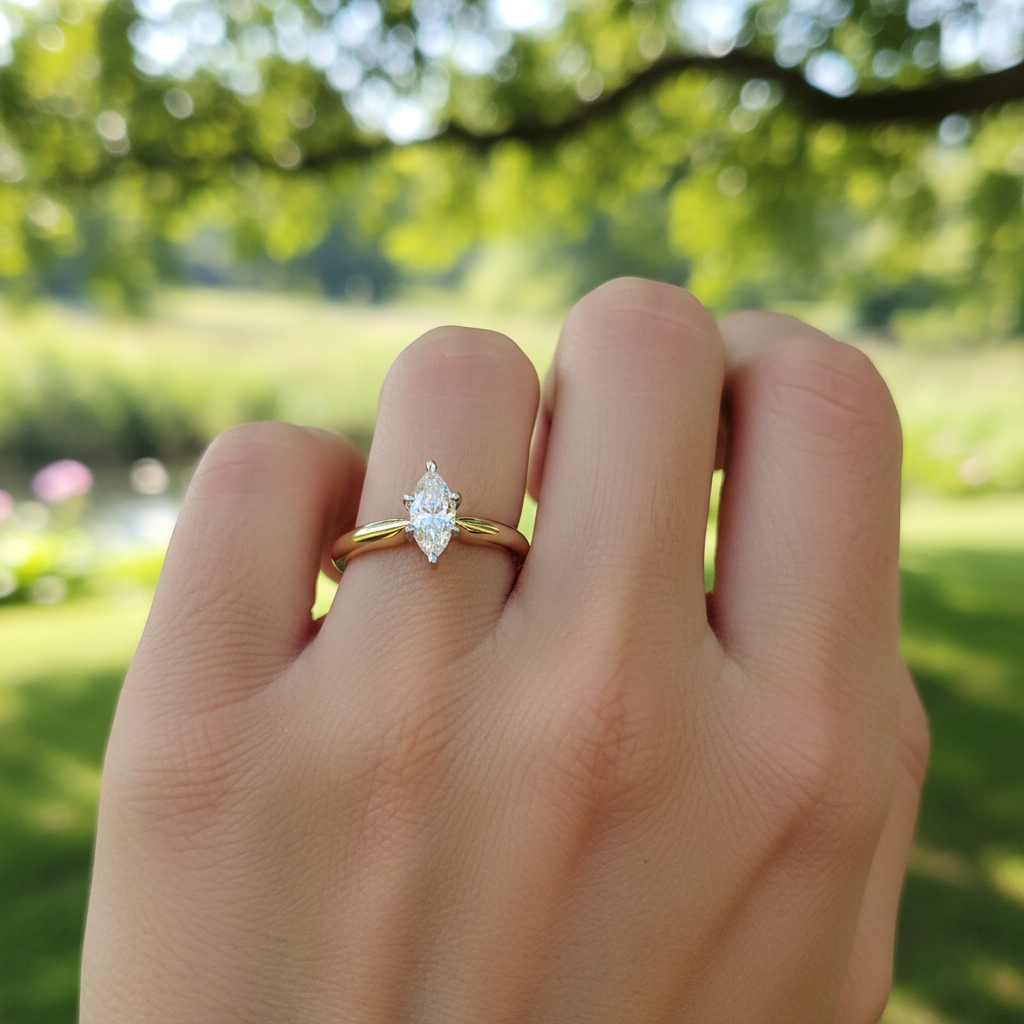 18K Yellow Gold Solitaire Diamond Womens Ring - 0.47ct