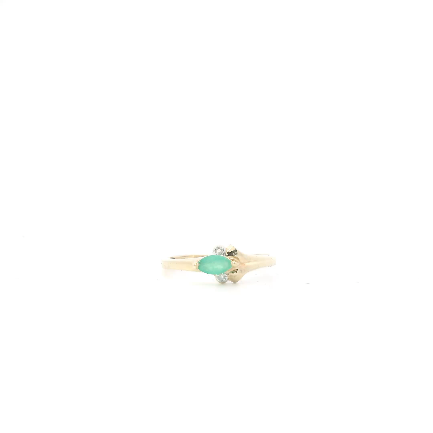 10K Yellow Gold Emerald & Diamonds Womens Ring - 0.01ct