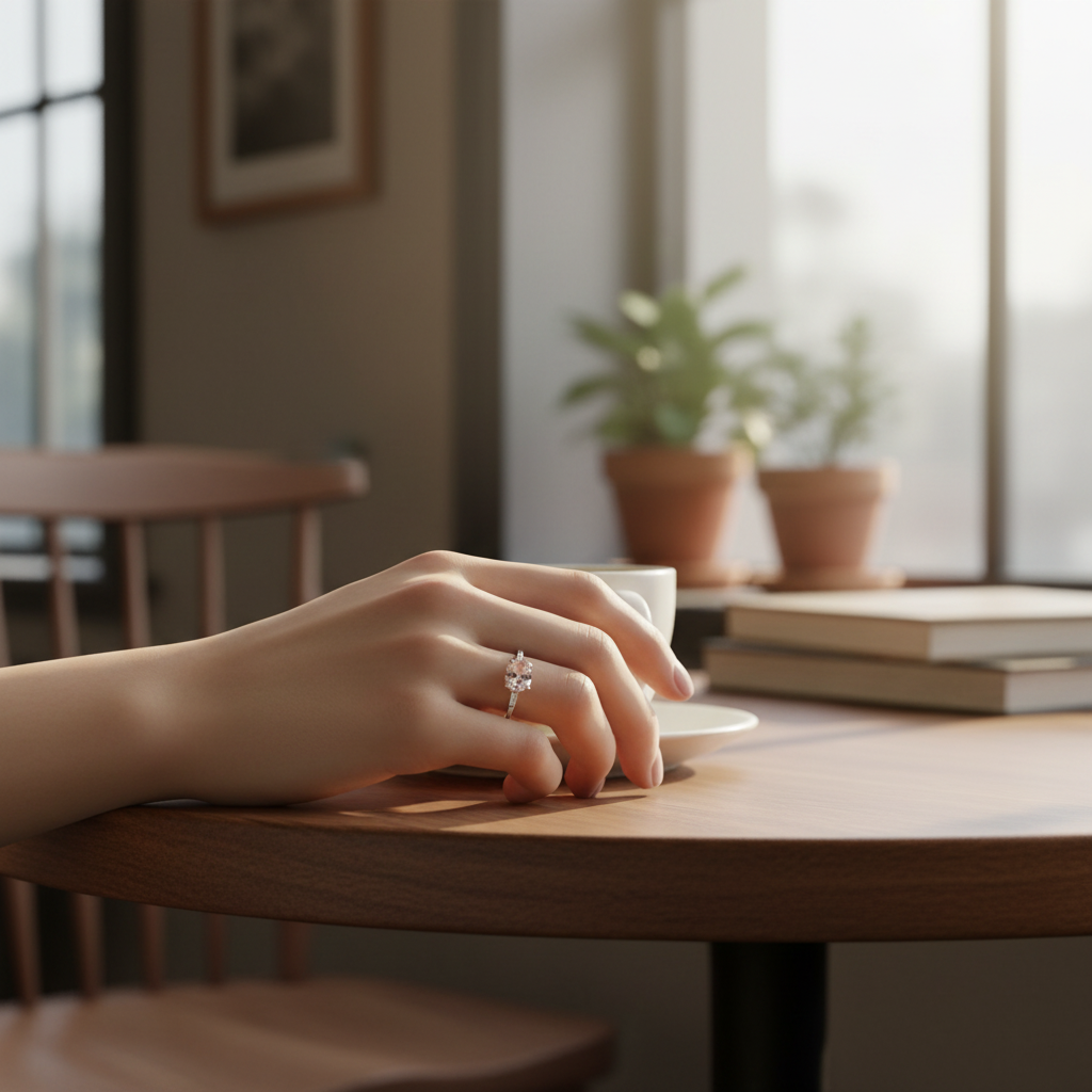 14K Rose Gold Morganite & Diamonds Womens Ring - 0.14ct