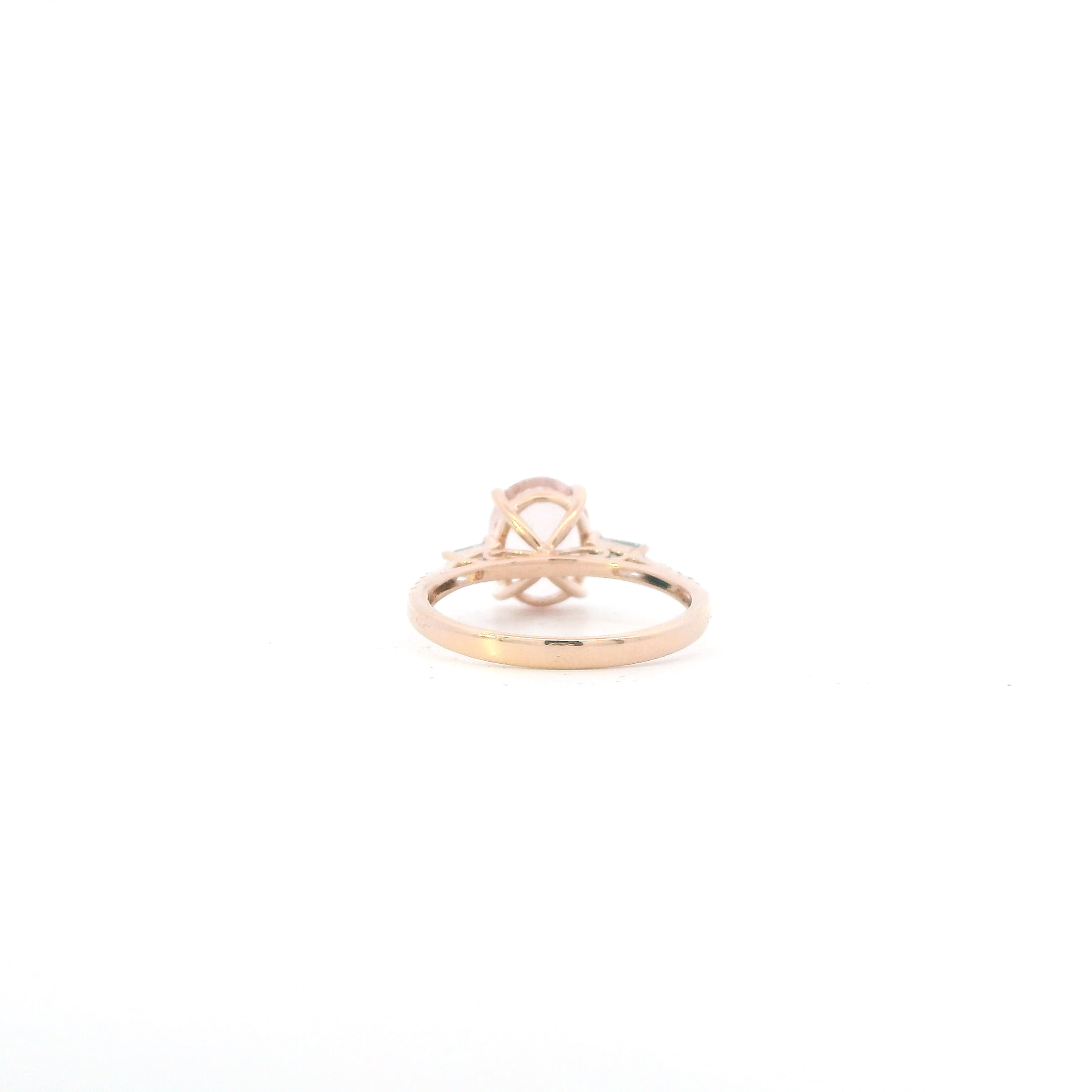 14K Rose Gold Morganite & Diamonds Womens Ring - 0.14ct