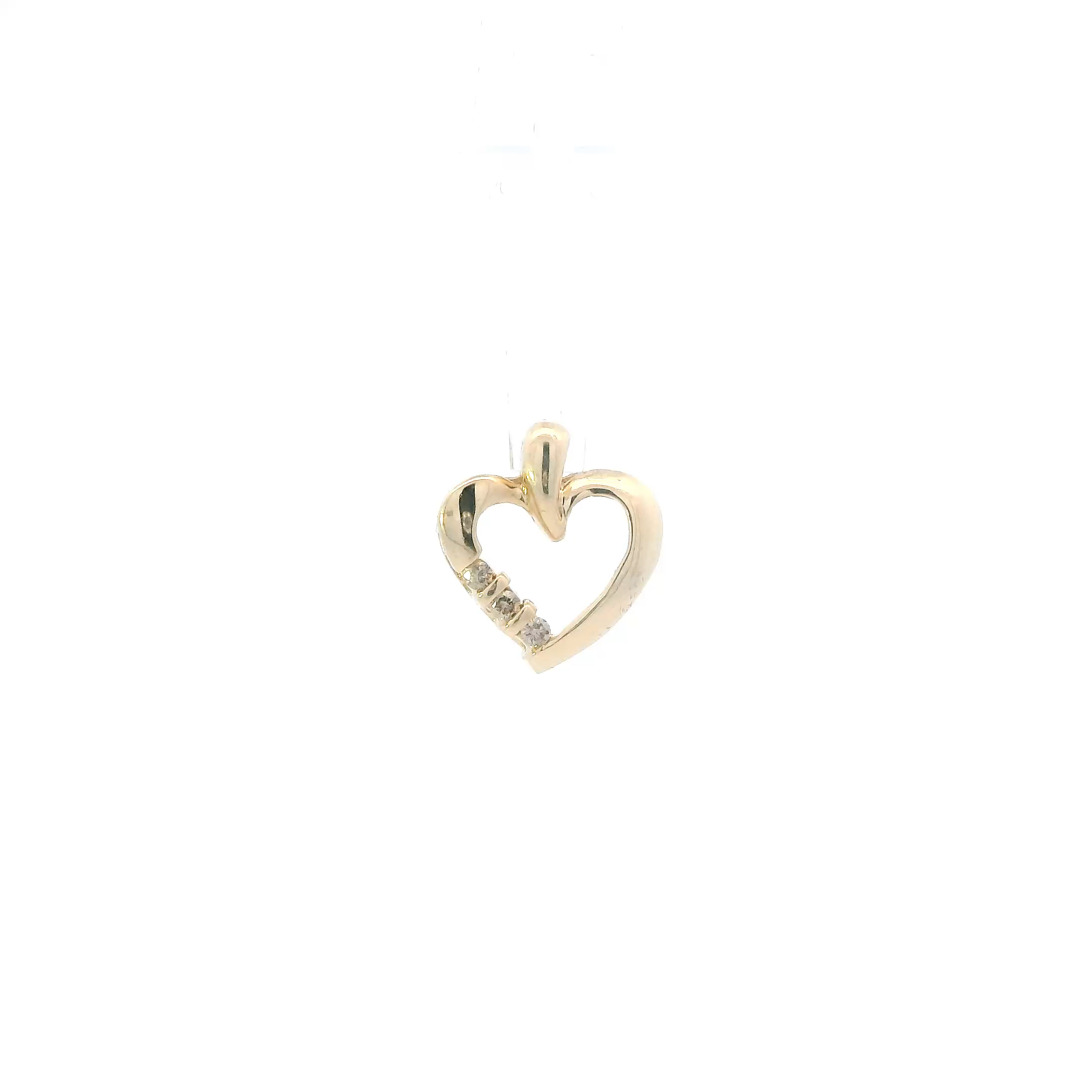 10K Yellow Gold Diamond Heart Pendant - 0.09ct