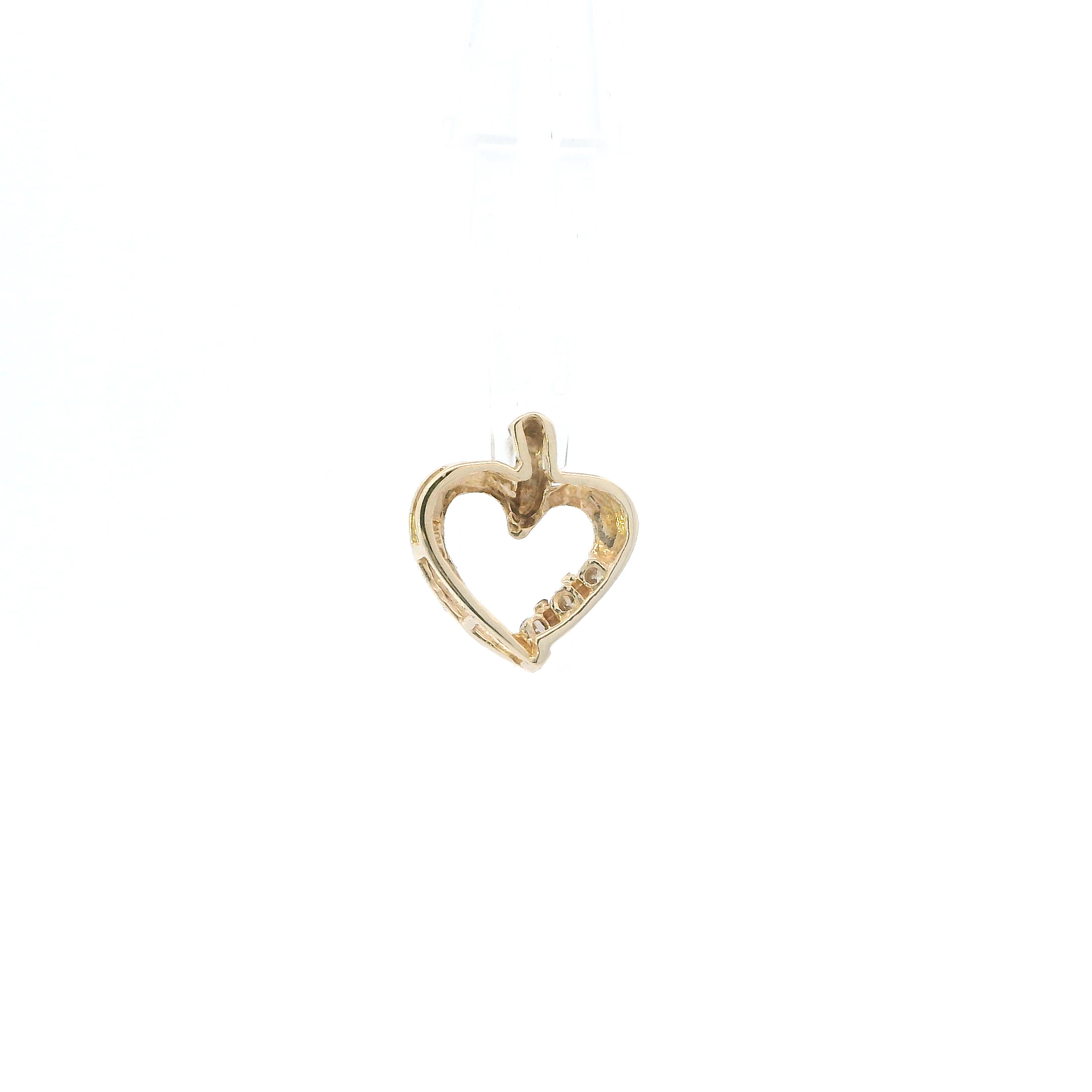 10K Yellow Gold Diamond Heart Pendant - 0.09ct