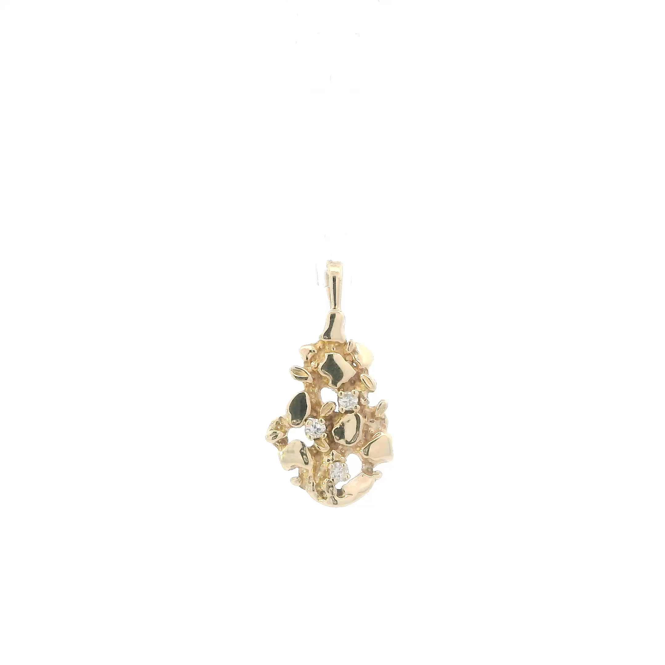14K Yellow Gold Diamond Nugget Pendant - 0.09ct