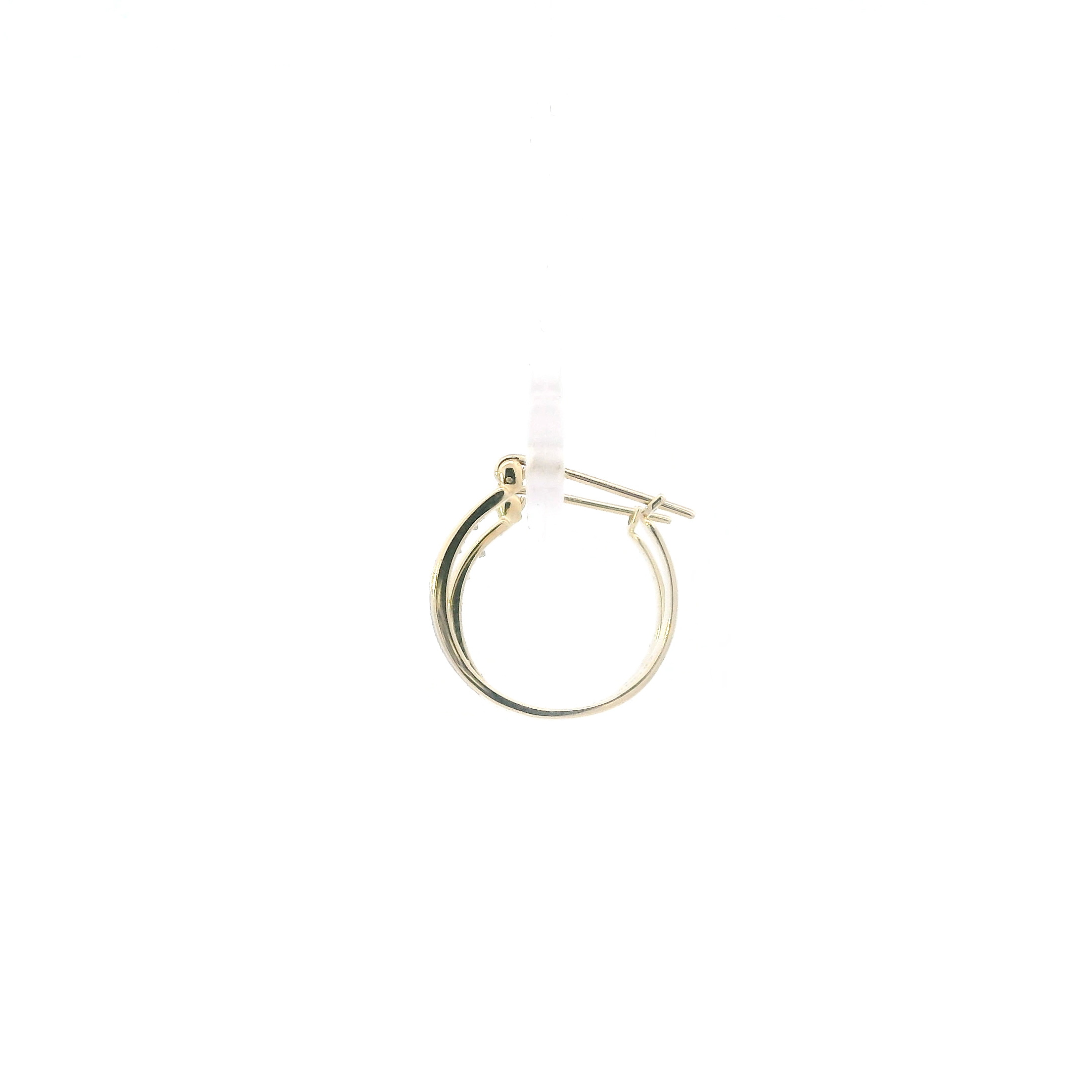 14K Yellow Gold Diamonds Hoop Earrings - 0.07ct