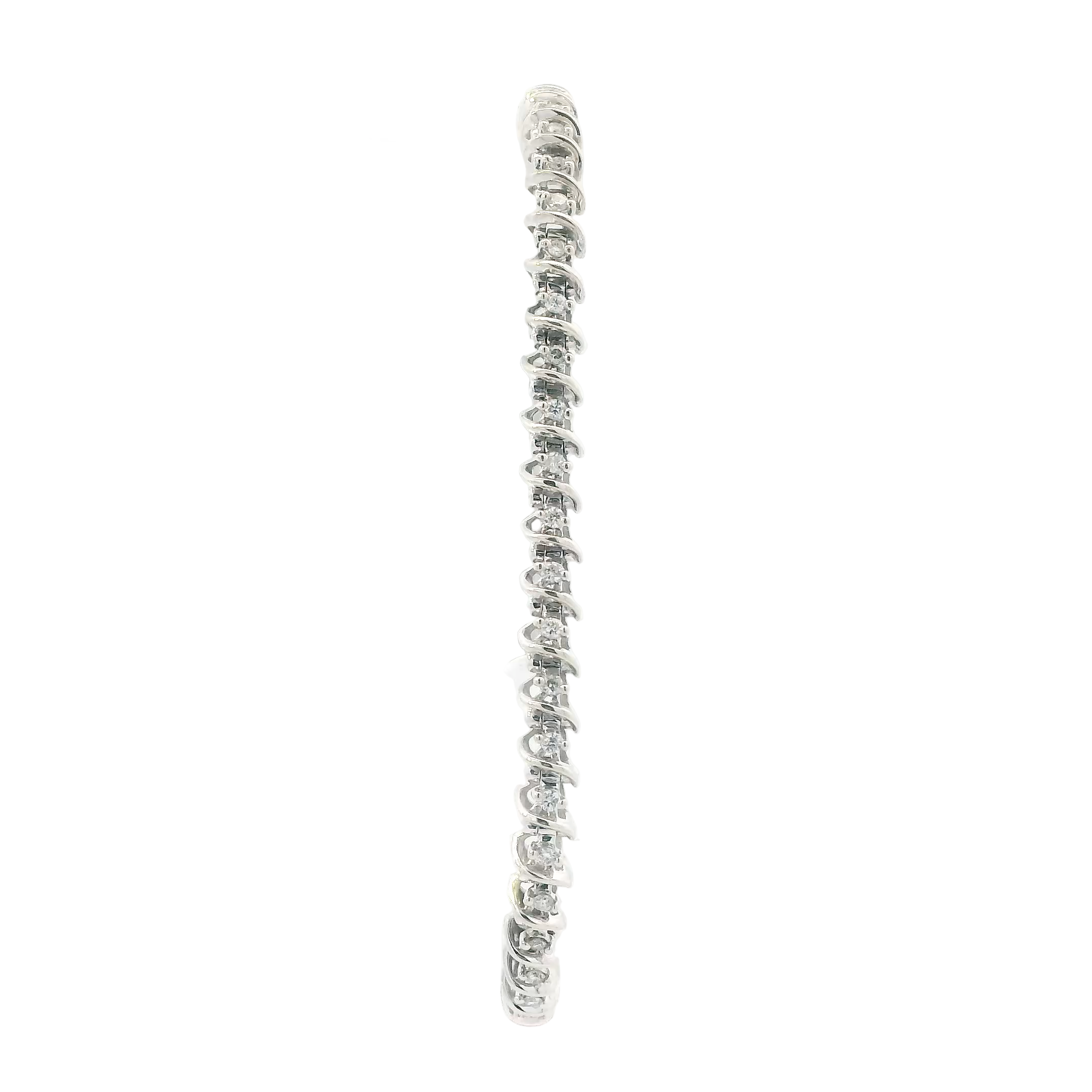 10K White Gold Diamonds Tennis Bracelet - 0.80ct