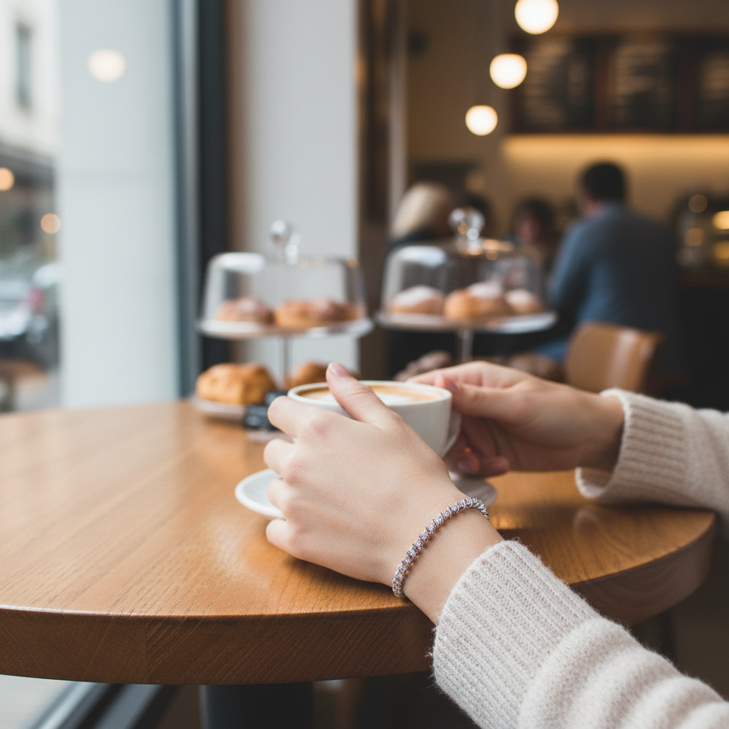 10K White Gold Diamonds Tennis Bracelet - 0.80ct