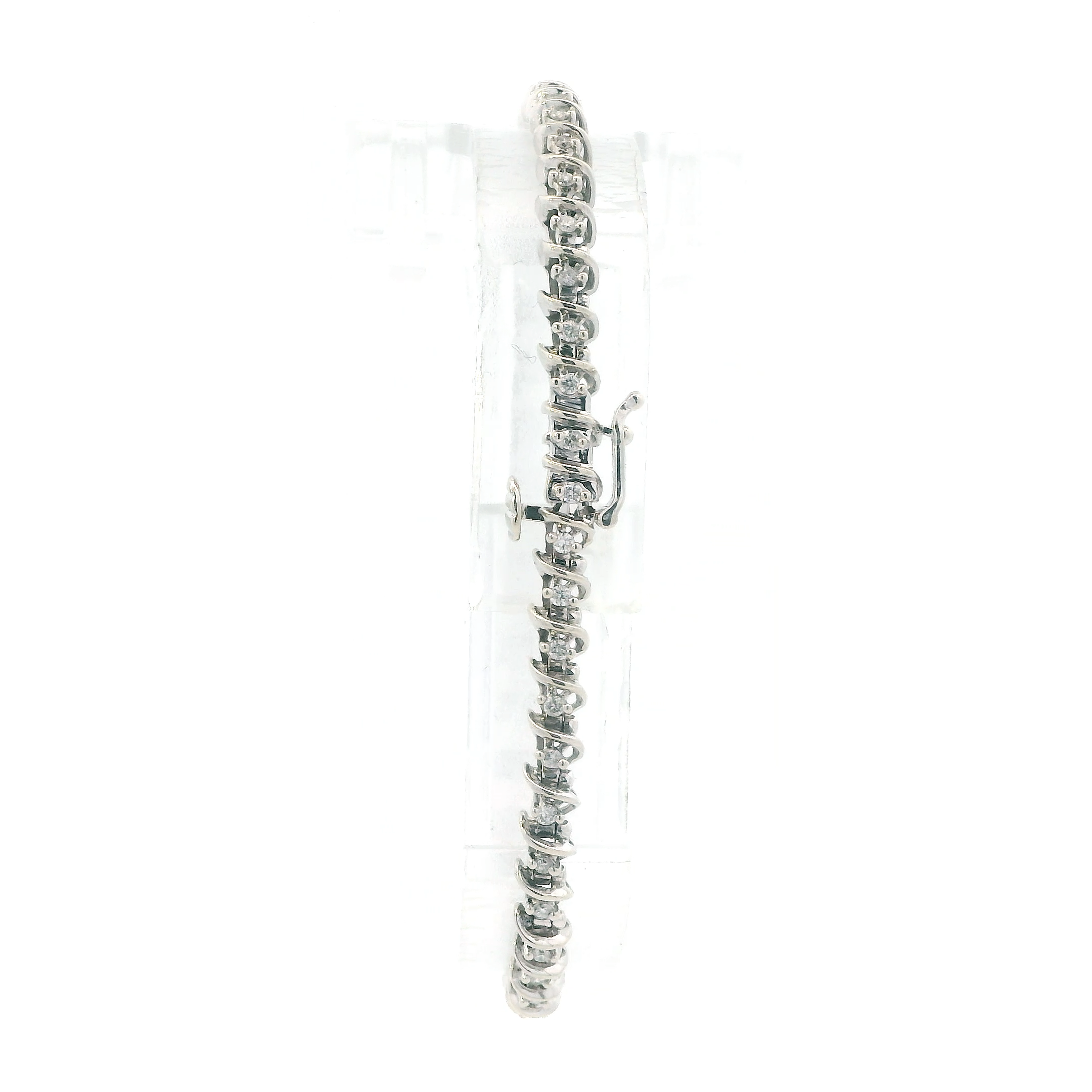 10K White Gold Diamonds Tennis Bracelet - 0.80ct