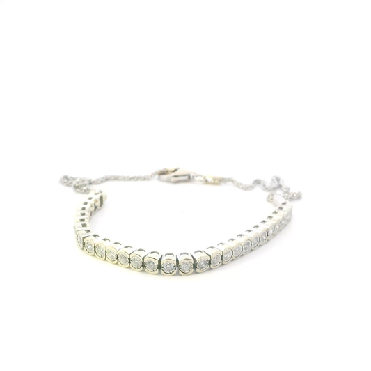 14K White Gold 10" Diamonds Wheat Chain Anklet - 0.84ct