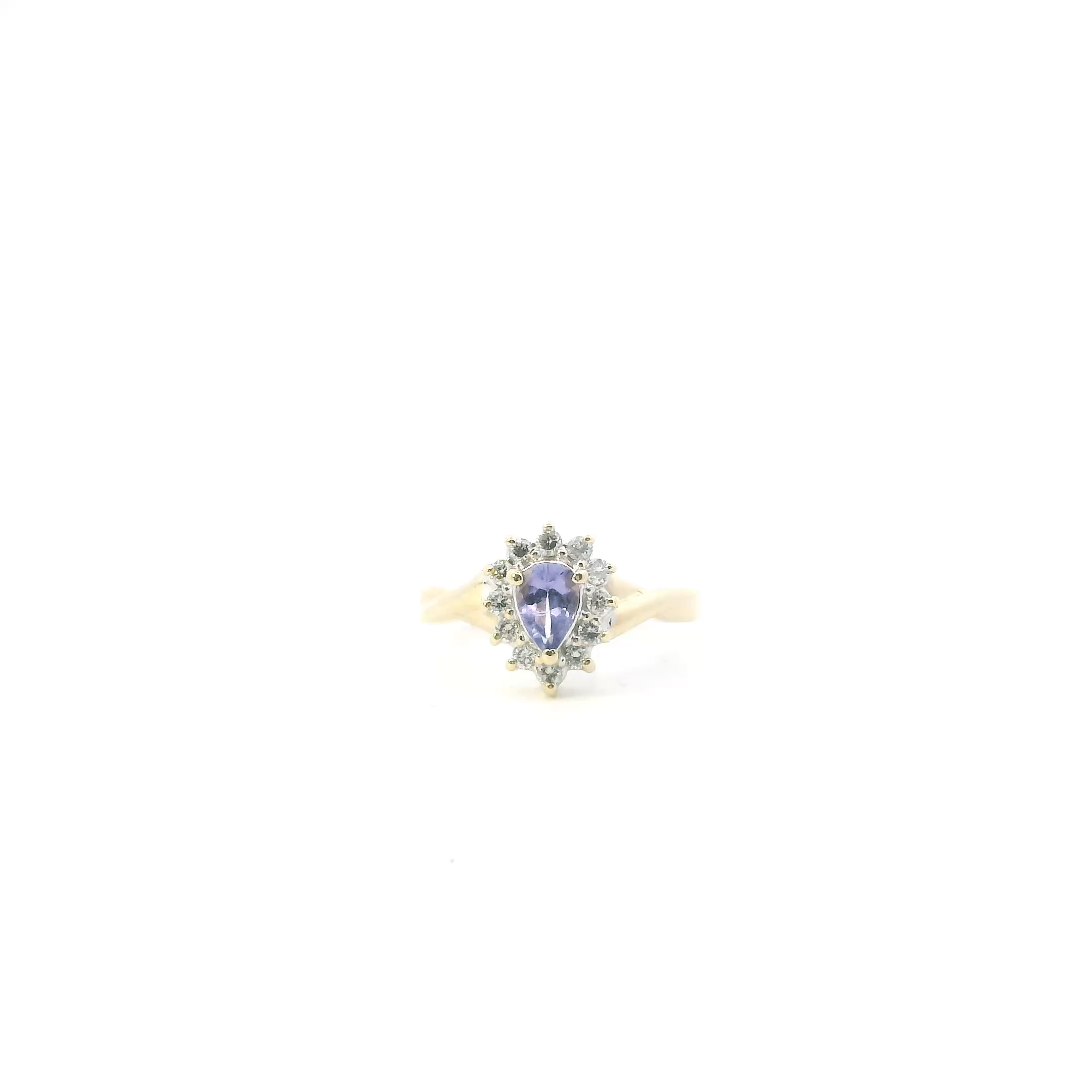 14K Yellow Gold Tanzanite & Diamonds Womens Ring - 0.18ct