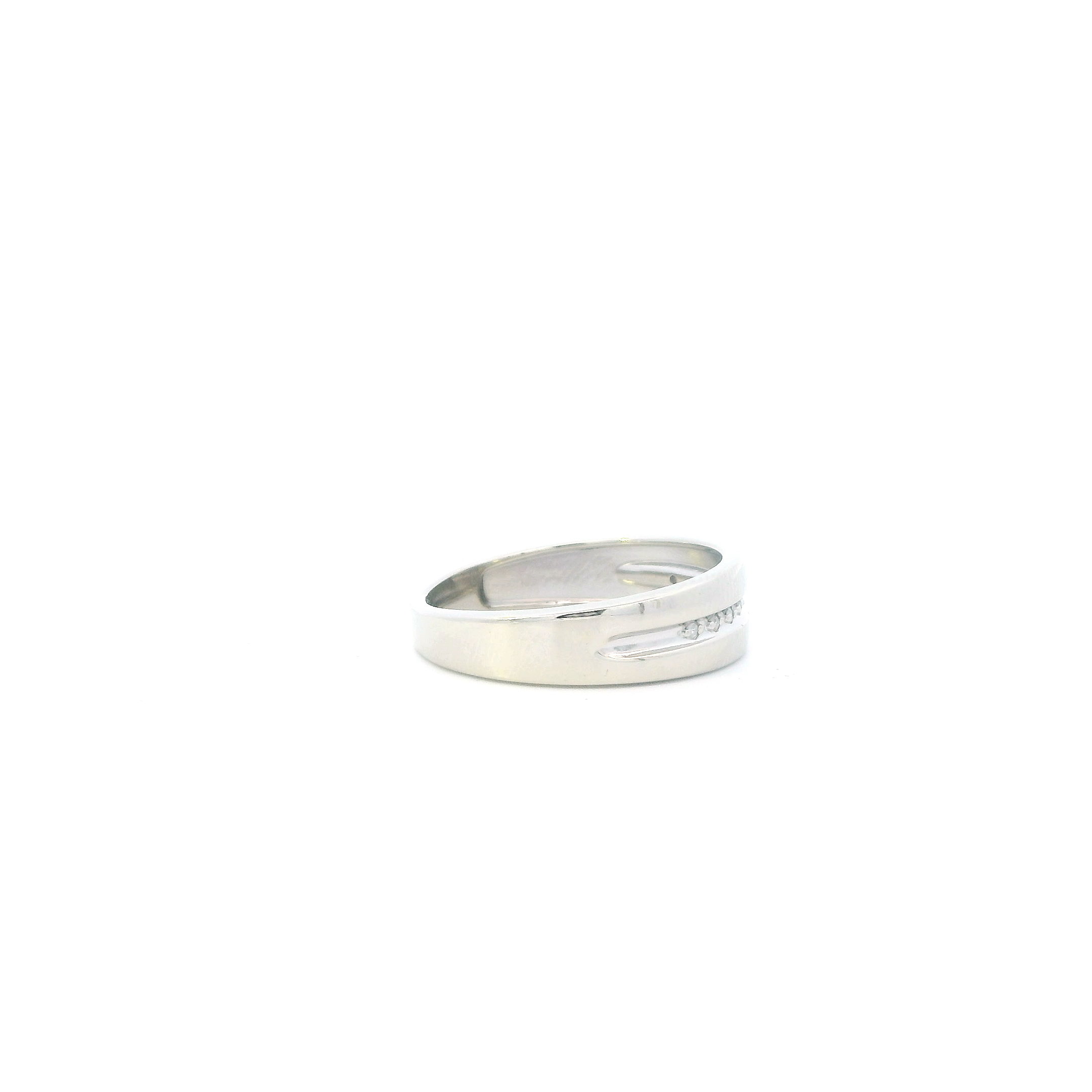 10K White Gold Diamonds Mens Ring - 0.05ct