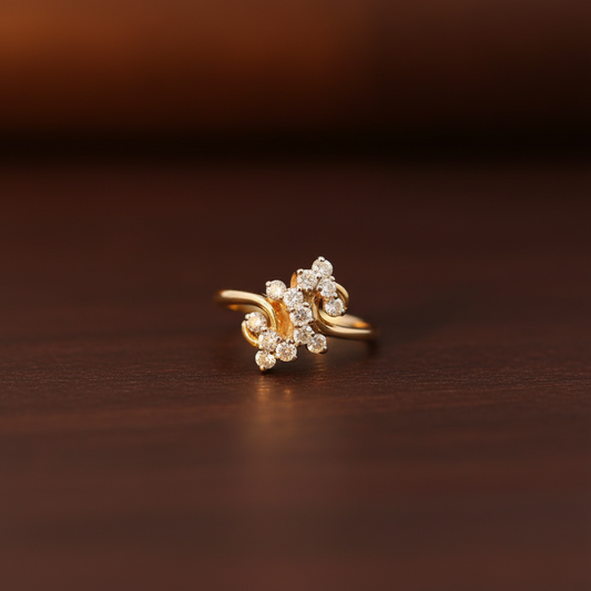 14K Yellow Gold Diamonds Womens Ring - 0.52ct