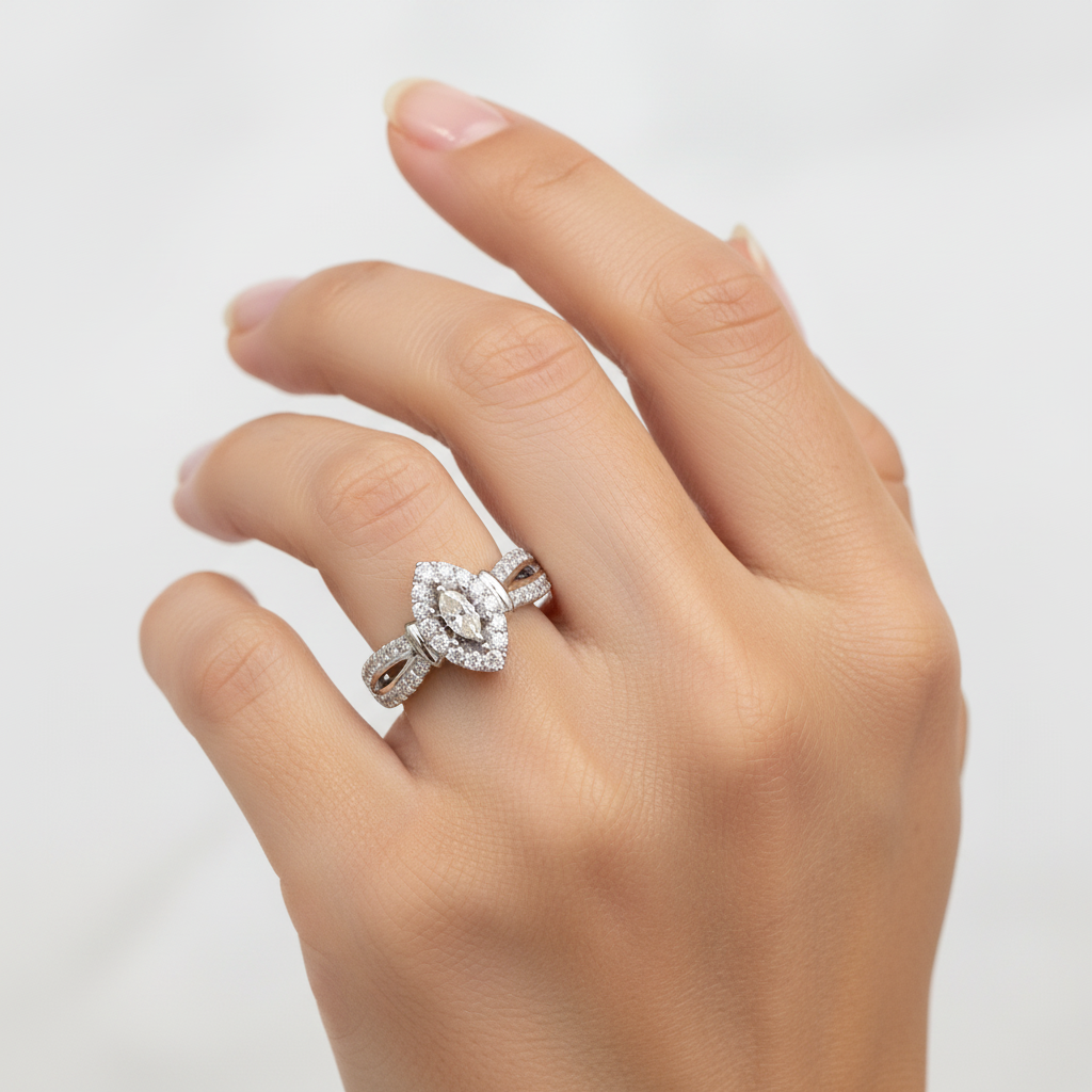 14K White Gold Diamonds Womens Ring - 0.64ct